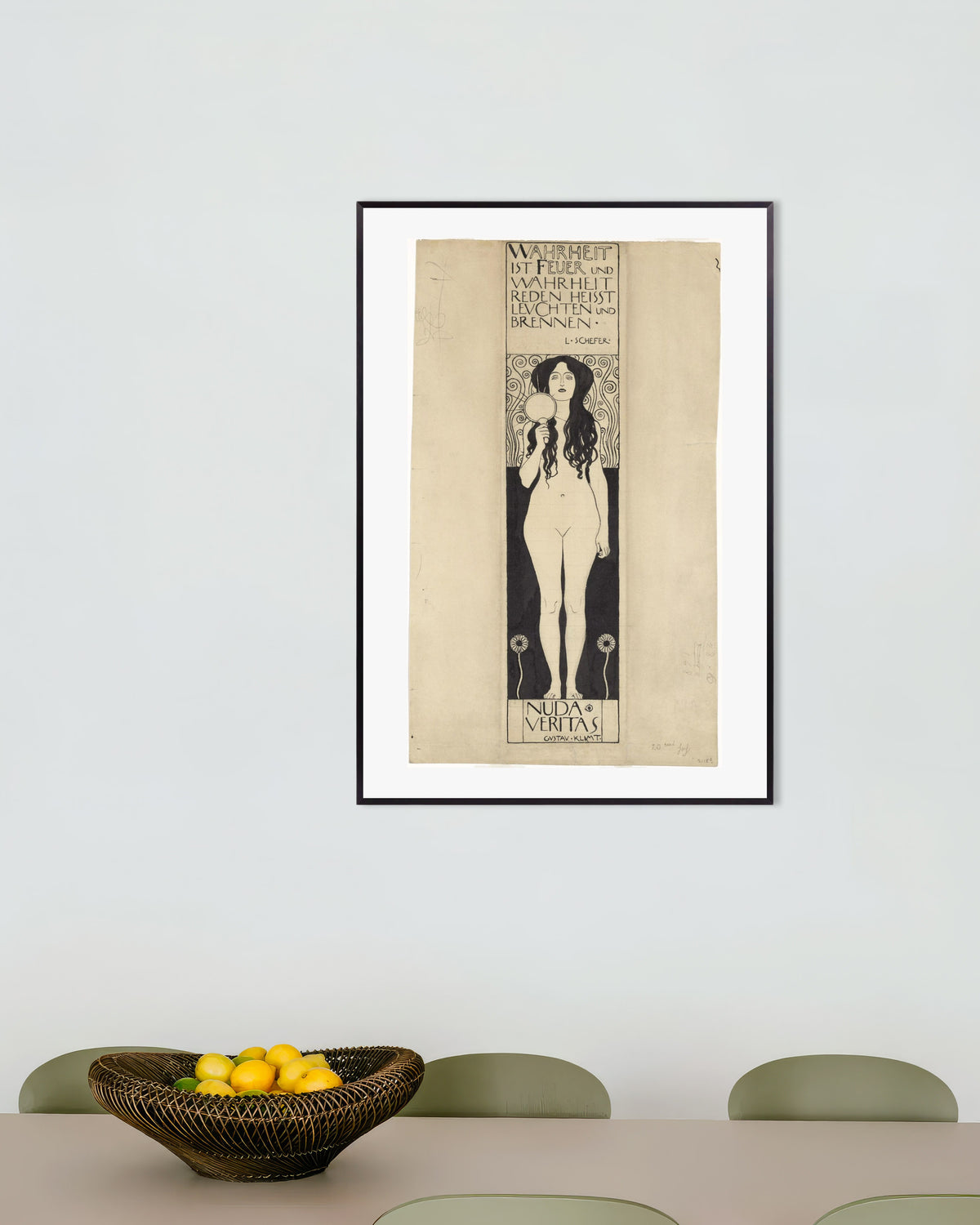 Poster Nuda Veritas (1898) van Gustav Klimt met metalen lijst