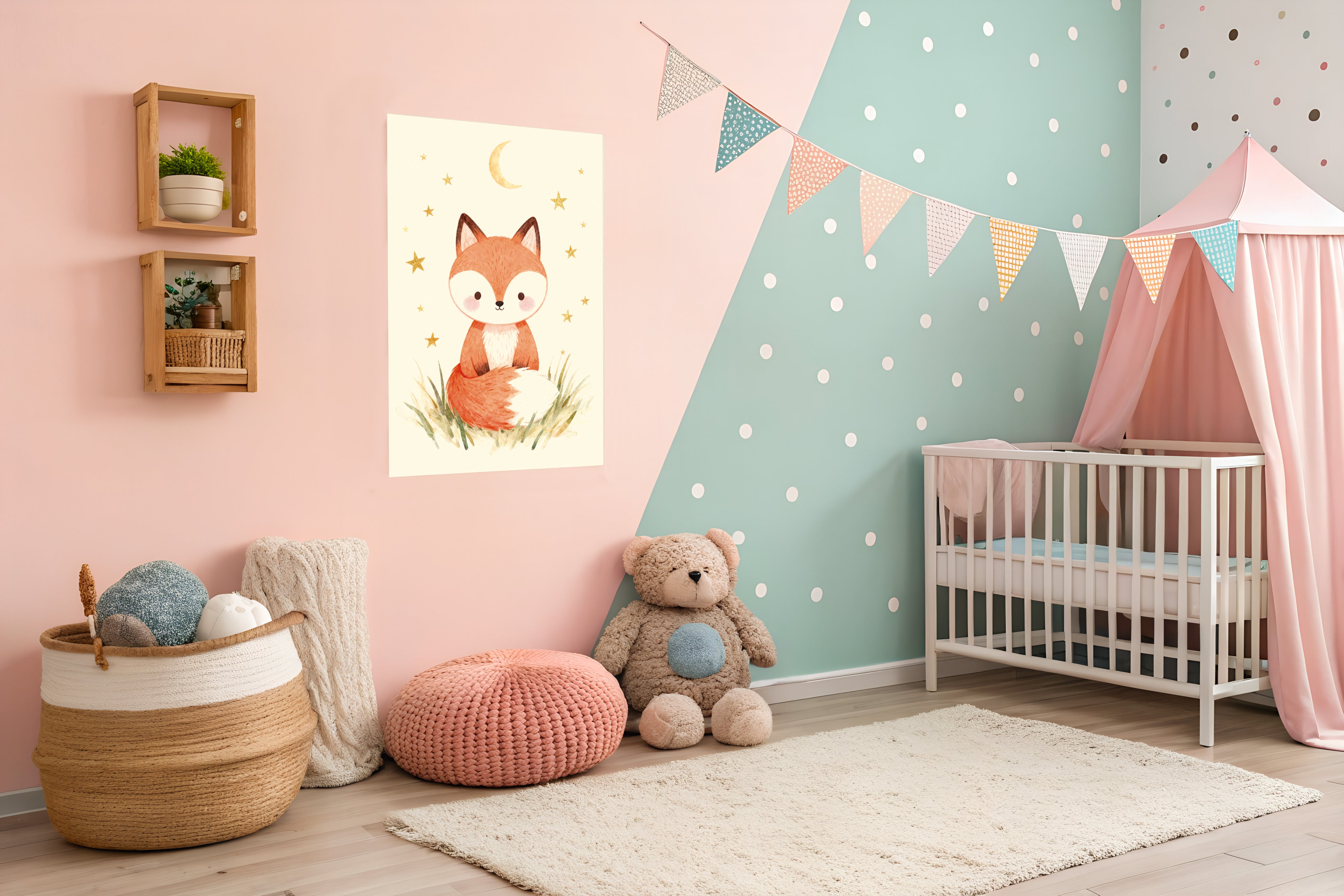 Vos Poster - Bosrijke Kinderkamer Muurdecoratie