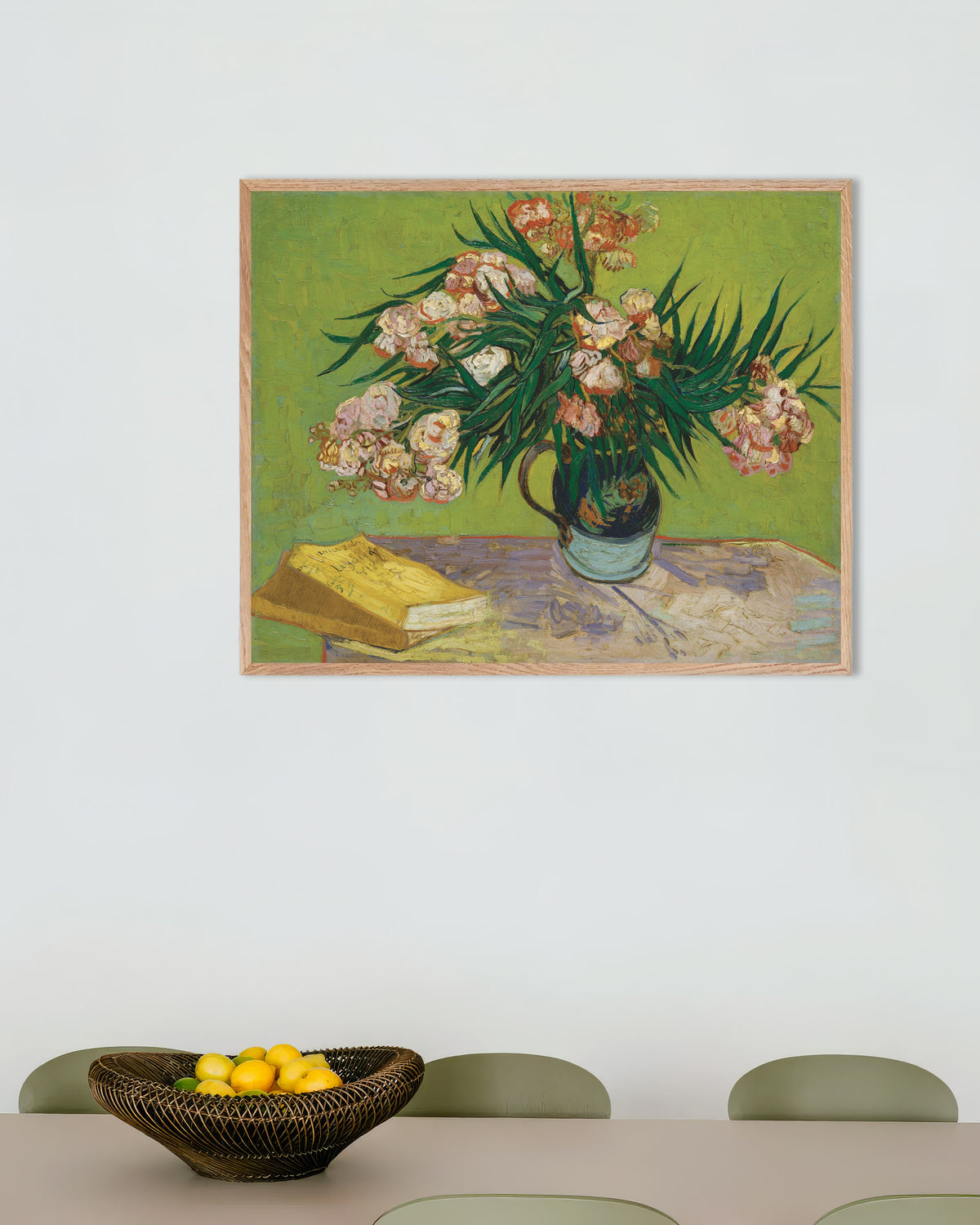 Poster van Oleanders (1888) van Vincent van Gogh, met naturel houten lijst