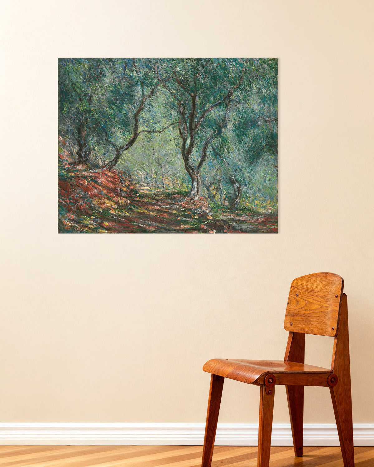 Poster Olijfbomen in de tuin van Moreno (1884) van Claude Monet