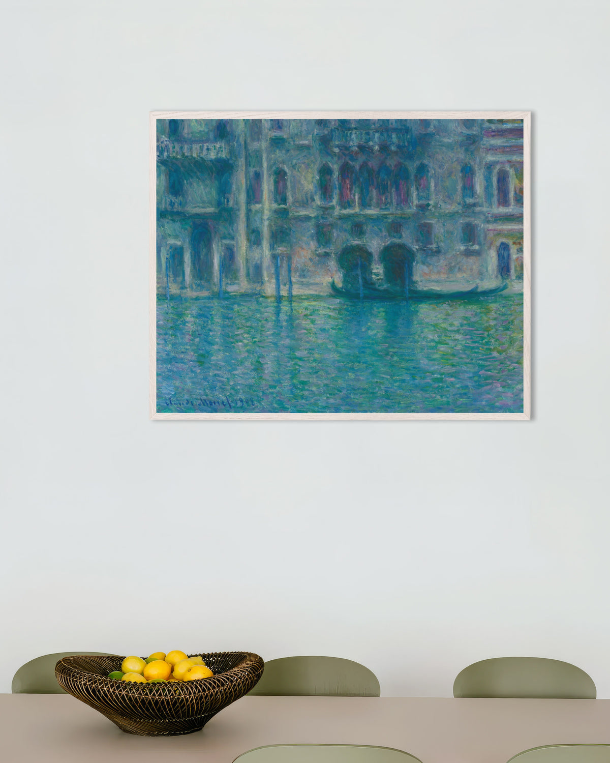 Poster Palazzo da Mula, Venetië (1908) van Claude Monet met witte houten lijst