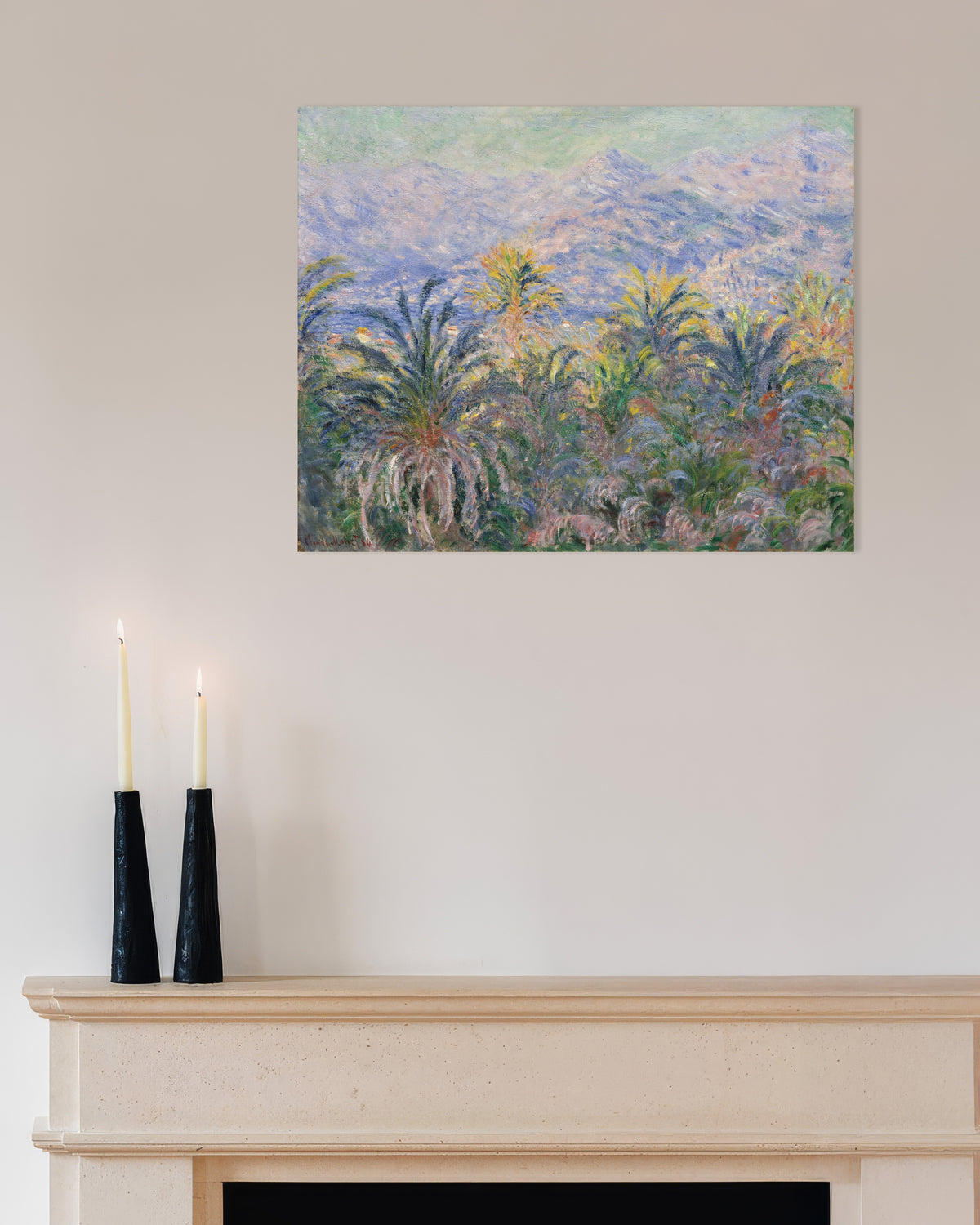 Poster Palmbomen in Bordighera (1884) van Claude Monet