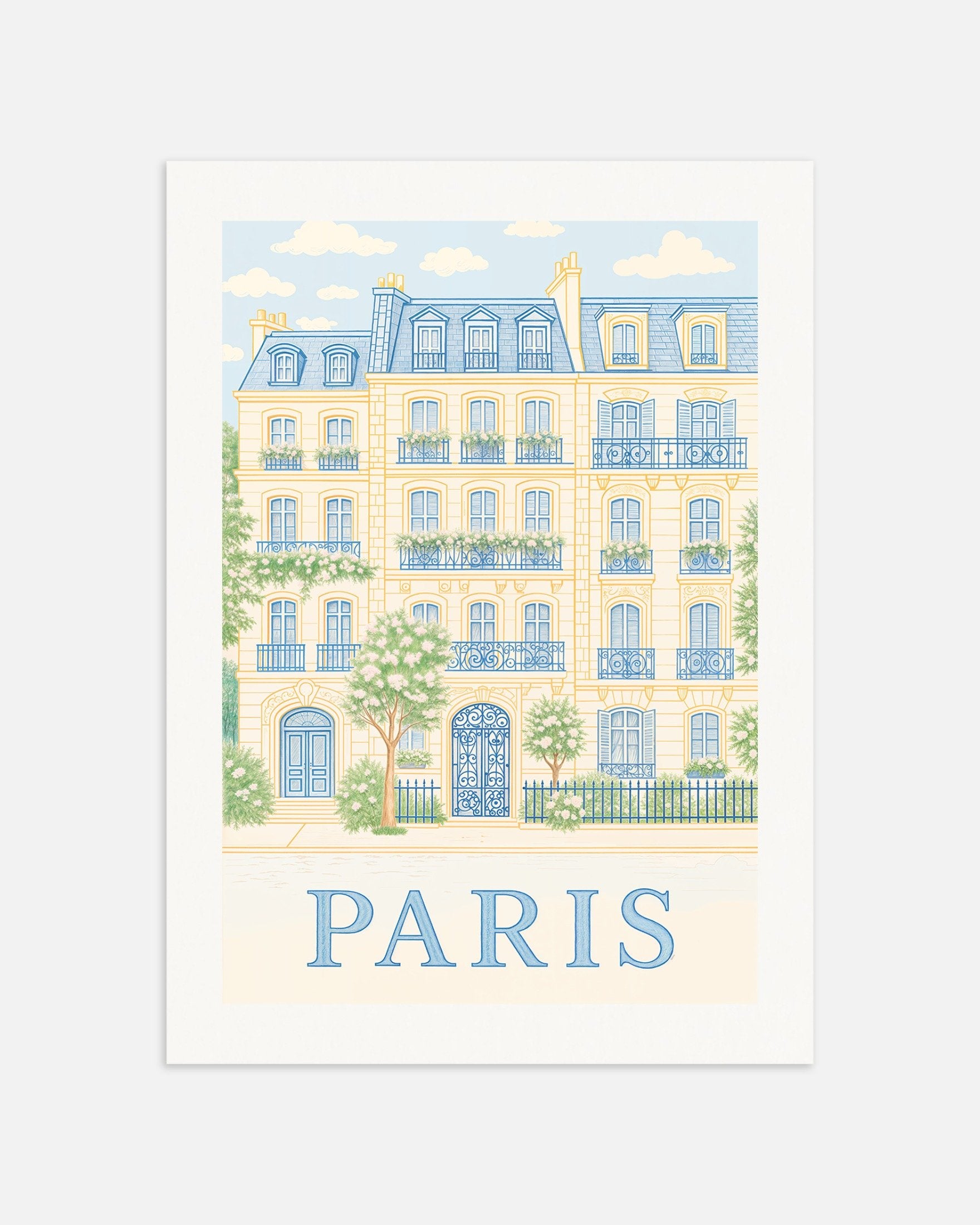 Poster of Paris Façade Poster – Elegant Pastel Illustration, thumbnail