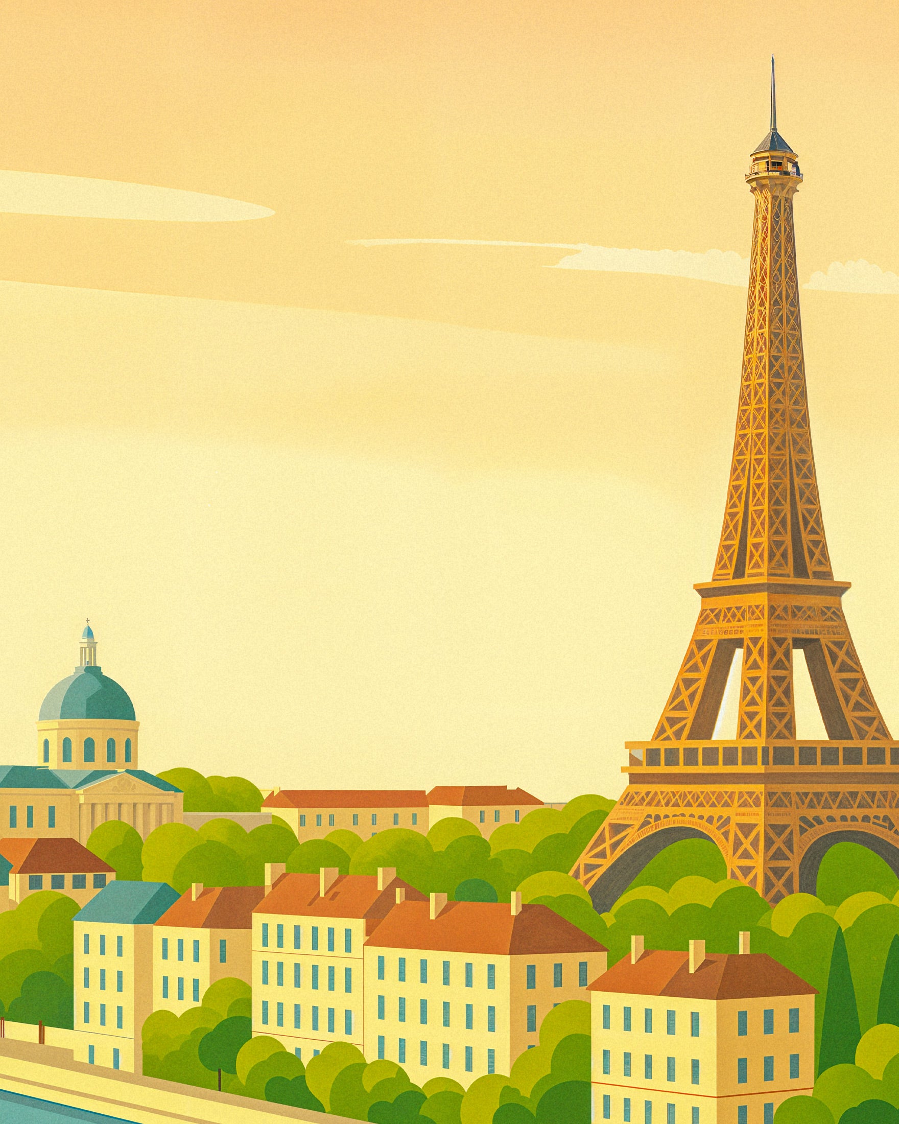 Parijs – Retro stijl Illustratie van de Eiffeltoren Poster