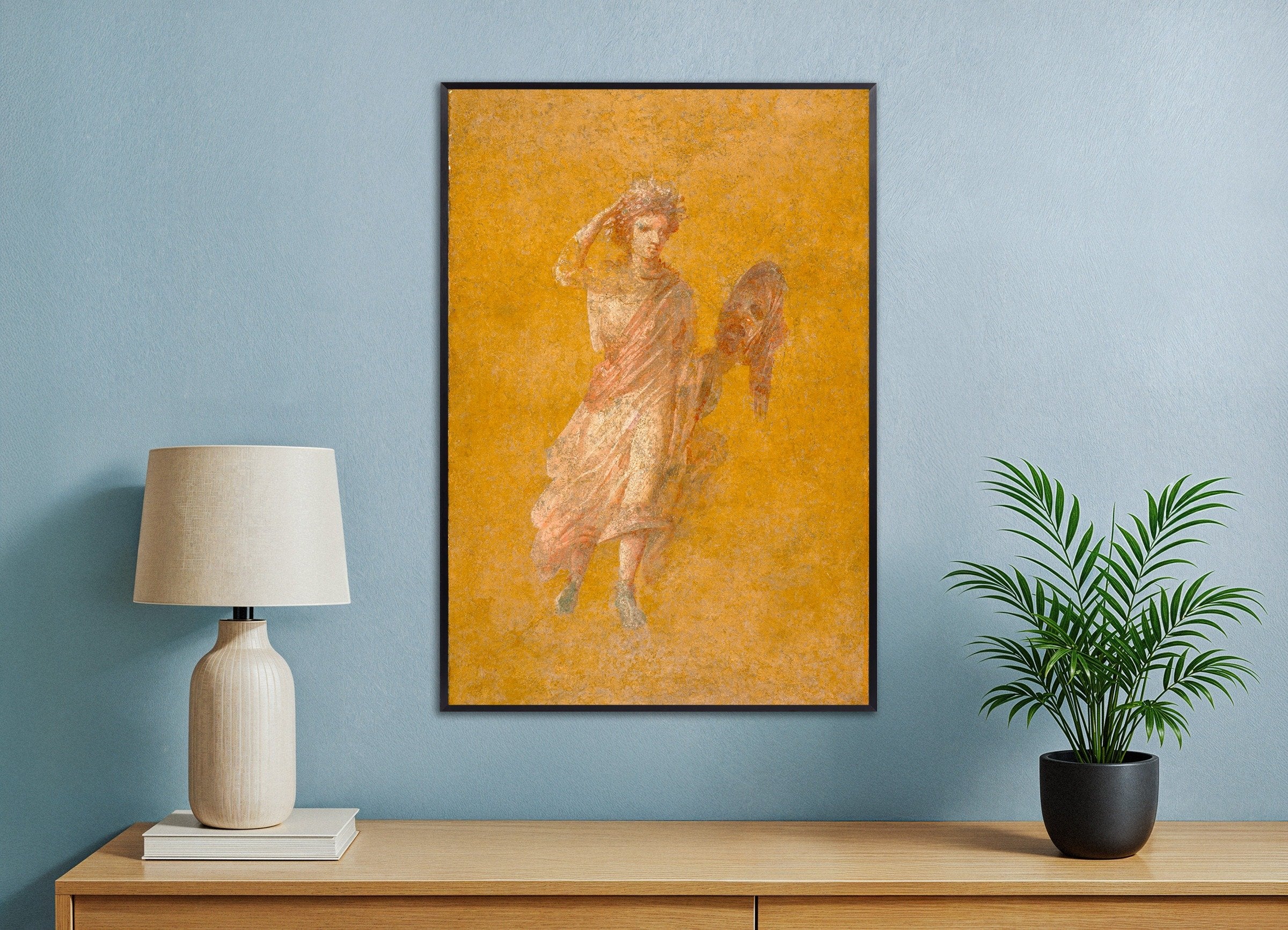 Poster of Pompeii Fresco Fragment with Muse Melpomene - Art Print, with metal frame