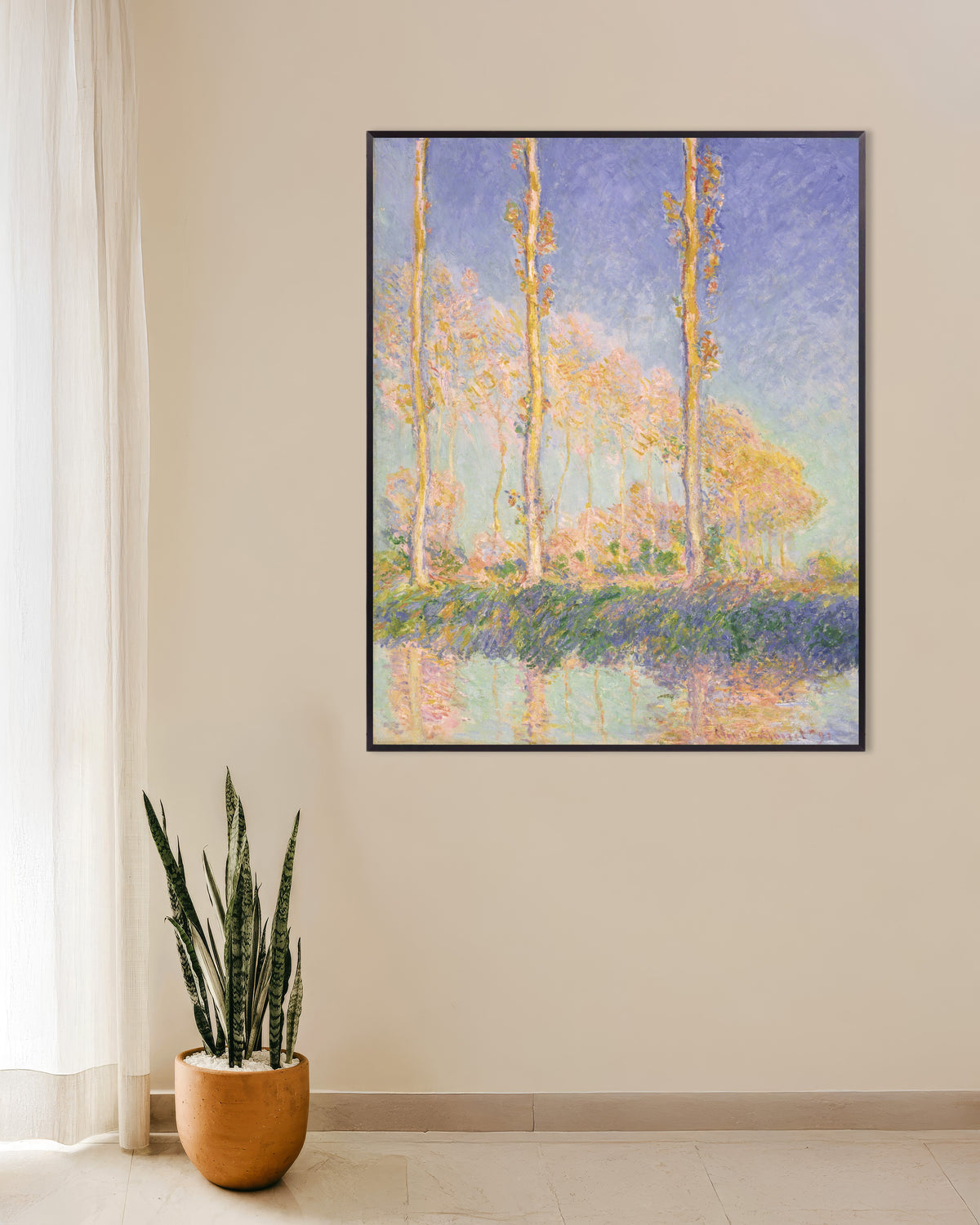 Affiche Les Peupliers (1891) de Claude Monet, avec un cadre en métal