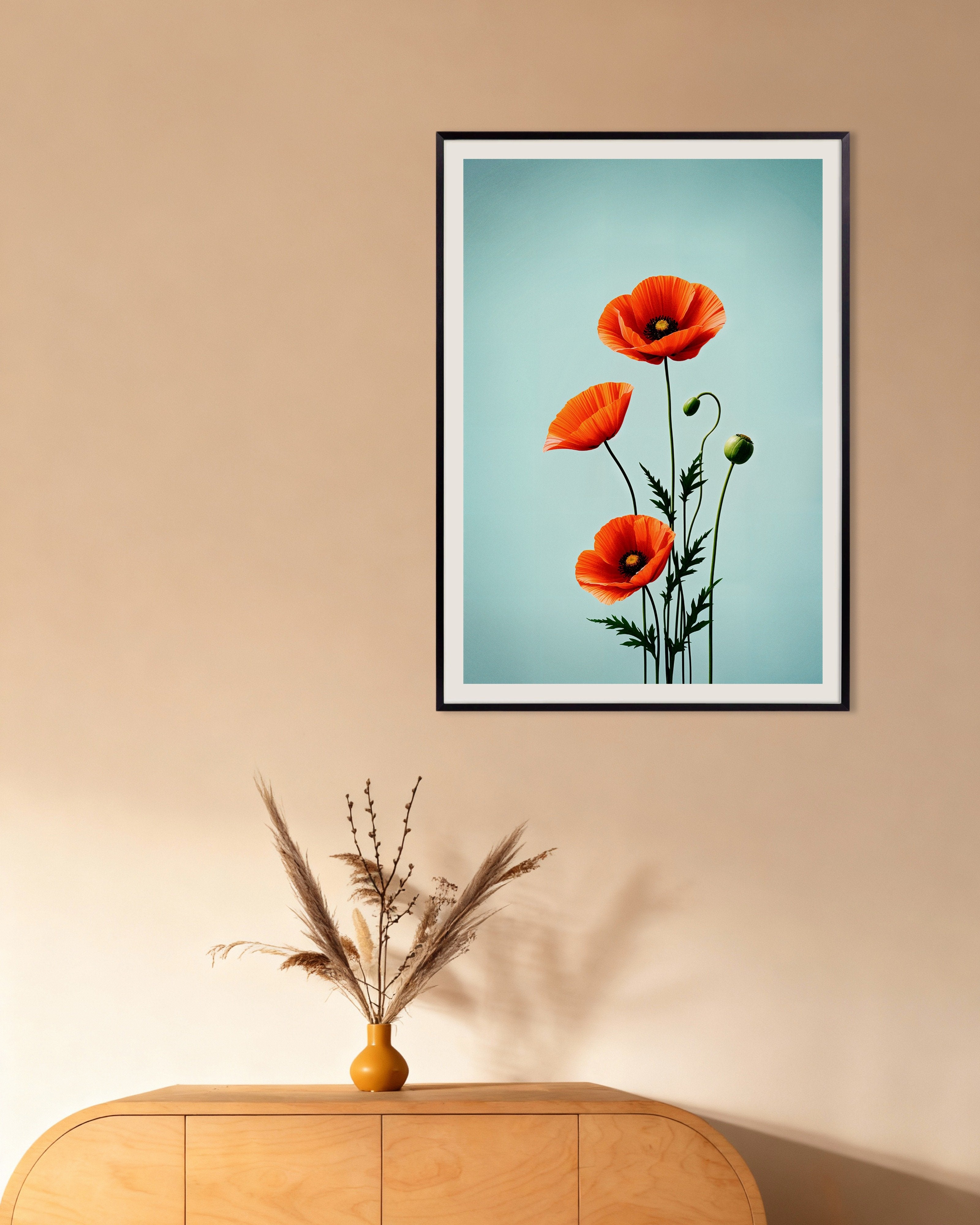 Poster of Poppies 02 - Poster, with metal frame