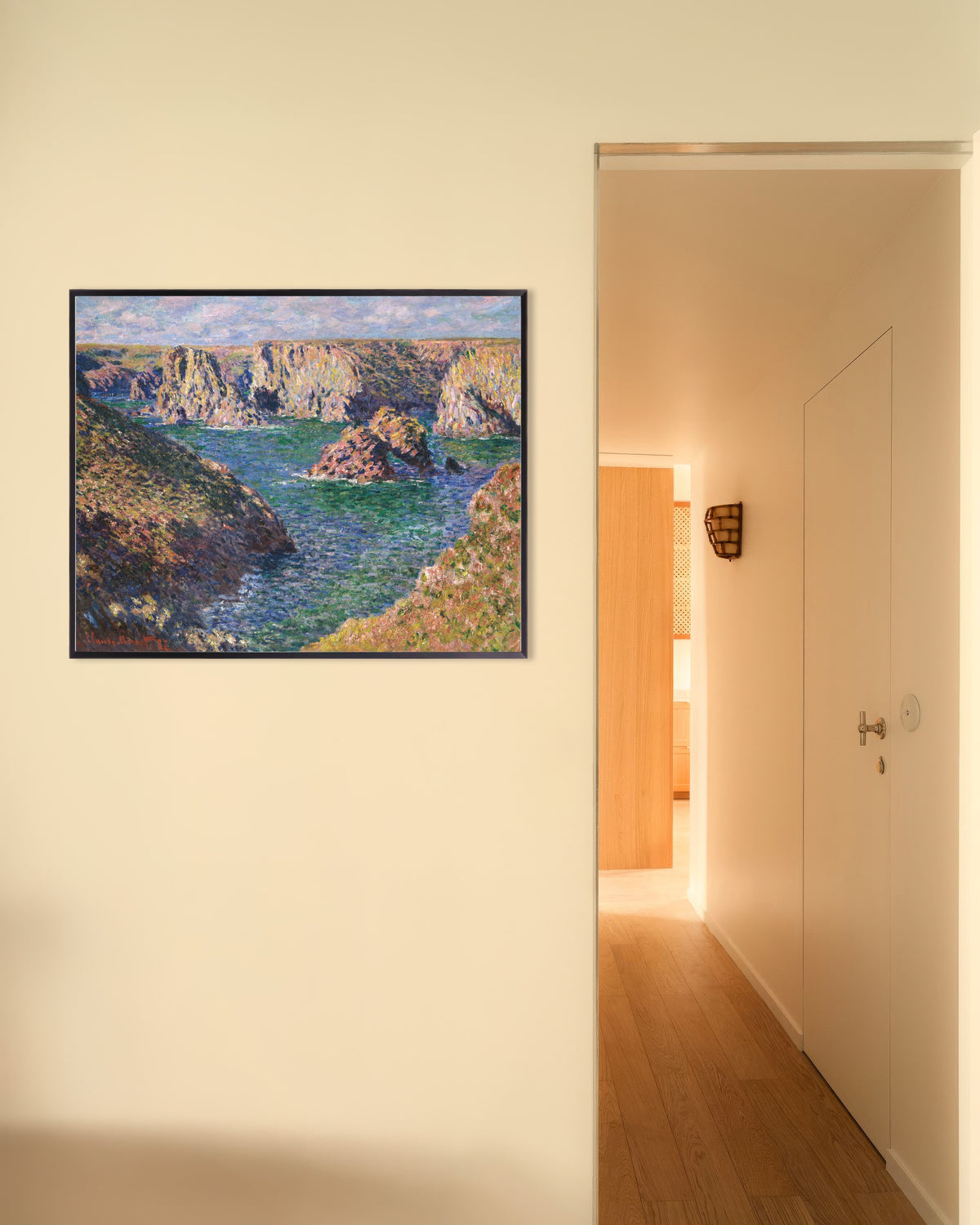 Affiche Port-Domois, Belle-Île (1887) de Claude Monet, avec un cadre en métal