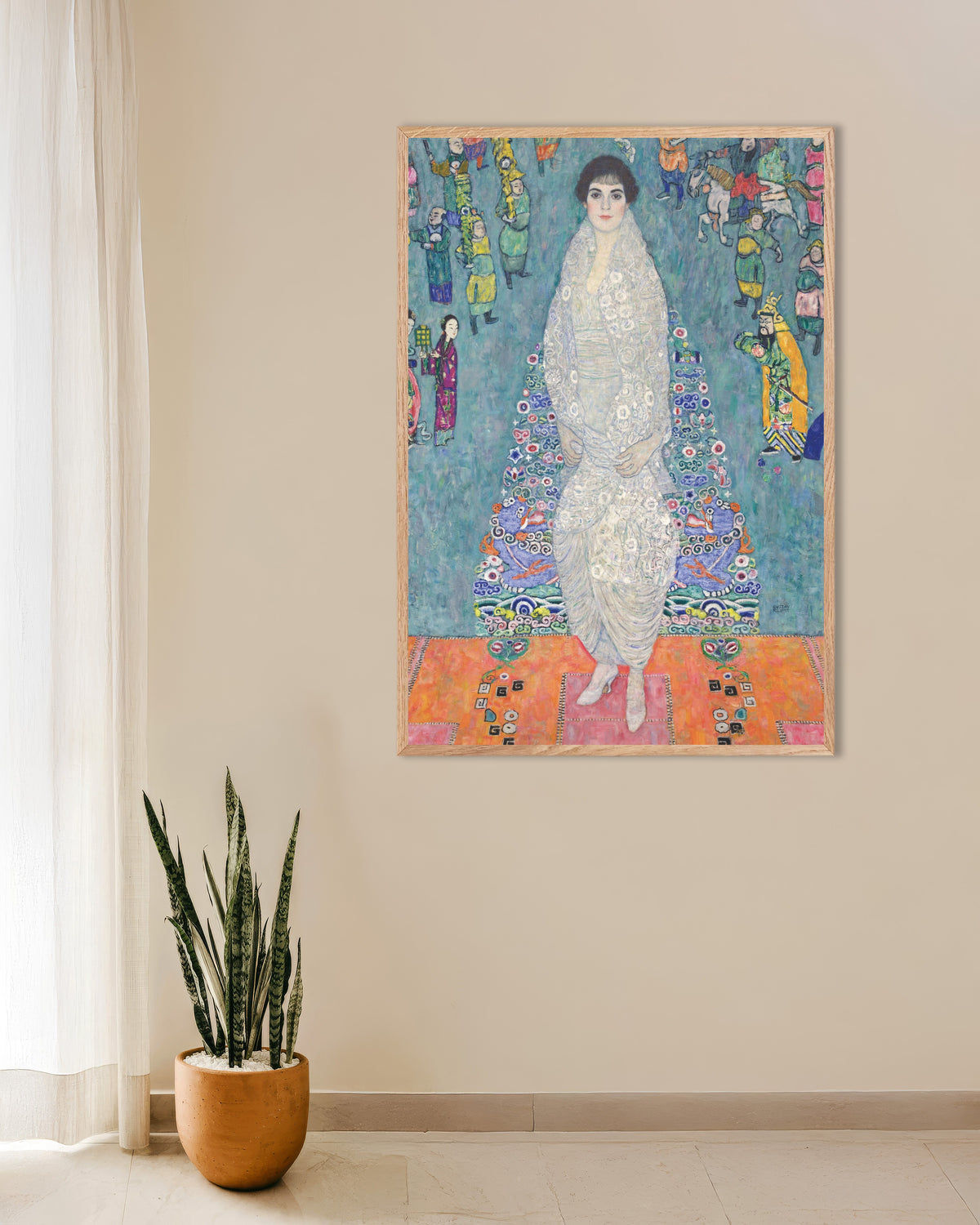 Poster Portret van Elisabeth Lederer (1914–1916) van Gustav Klimt met naturel houten lijst