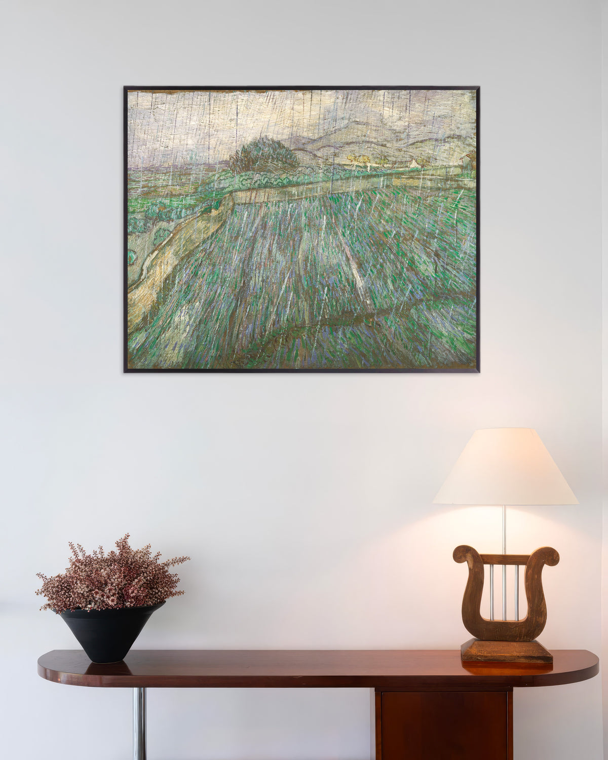 Poster van Regen (1889) van Vincent van Gogh, met metalen lijst
