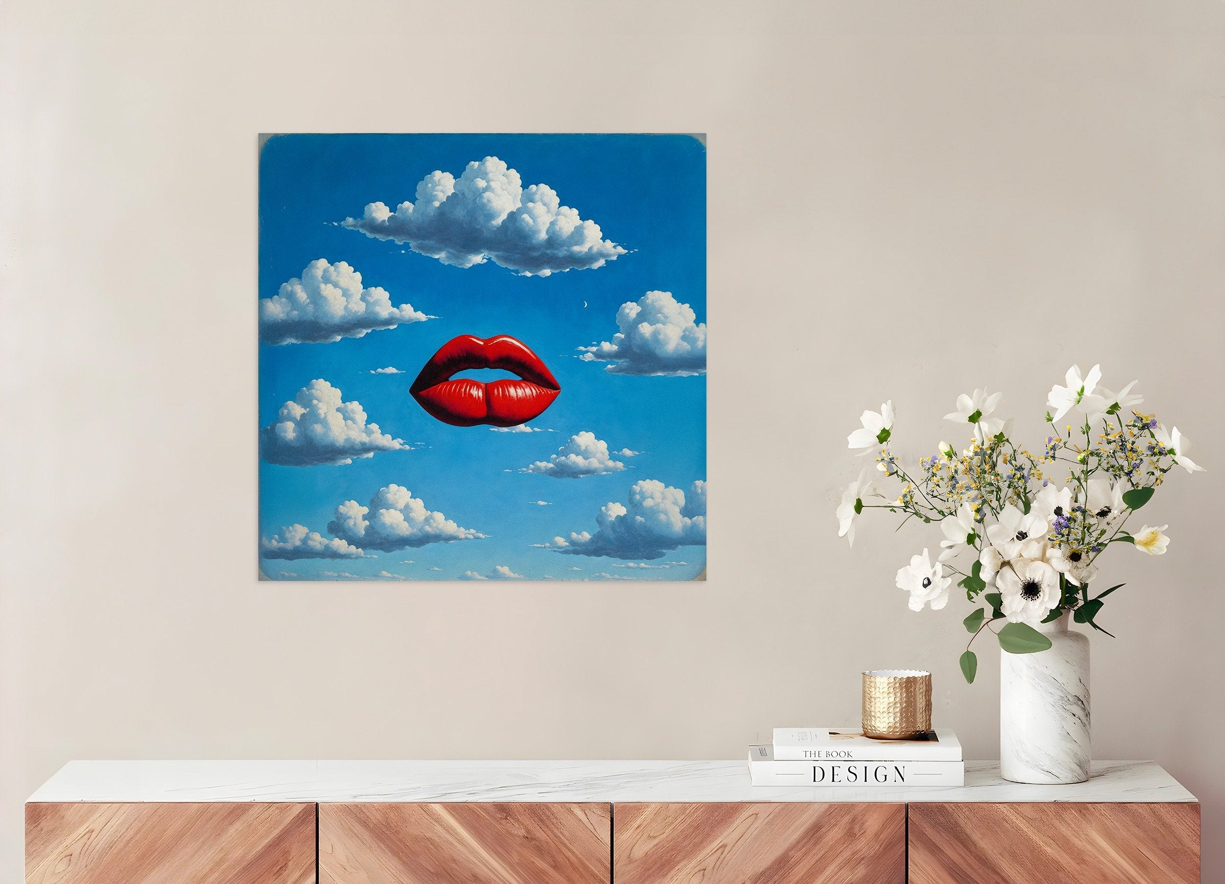 Poster of Red Lips Poster – Dreamlike Surrealism Art