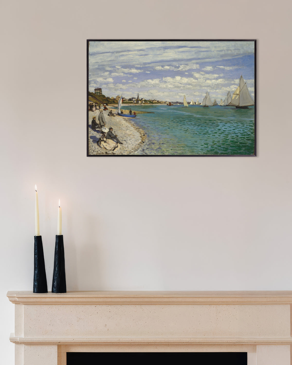 Affiche Régates à Sainte-Adresse (1867) de Claude Monet, avec un cadre en métal