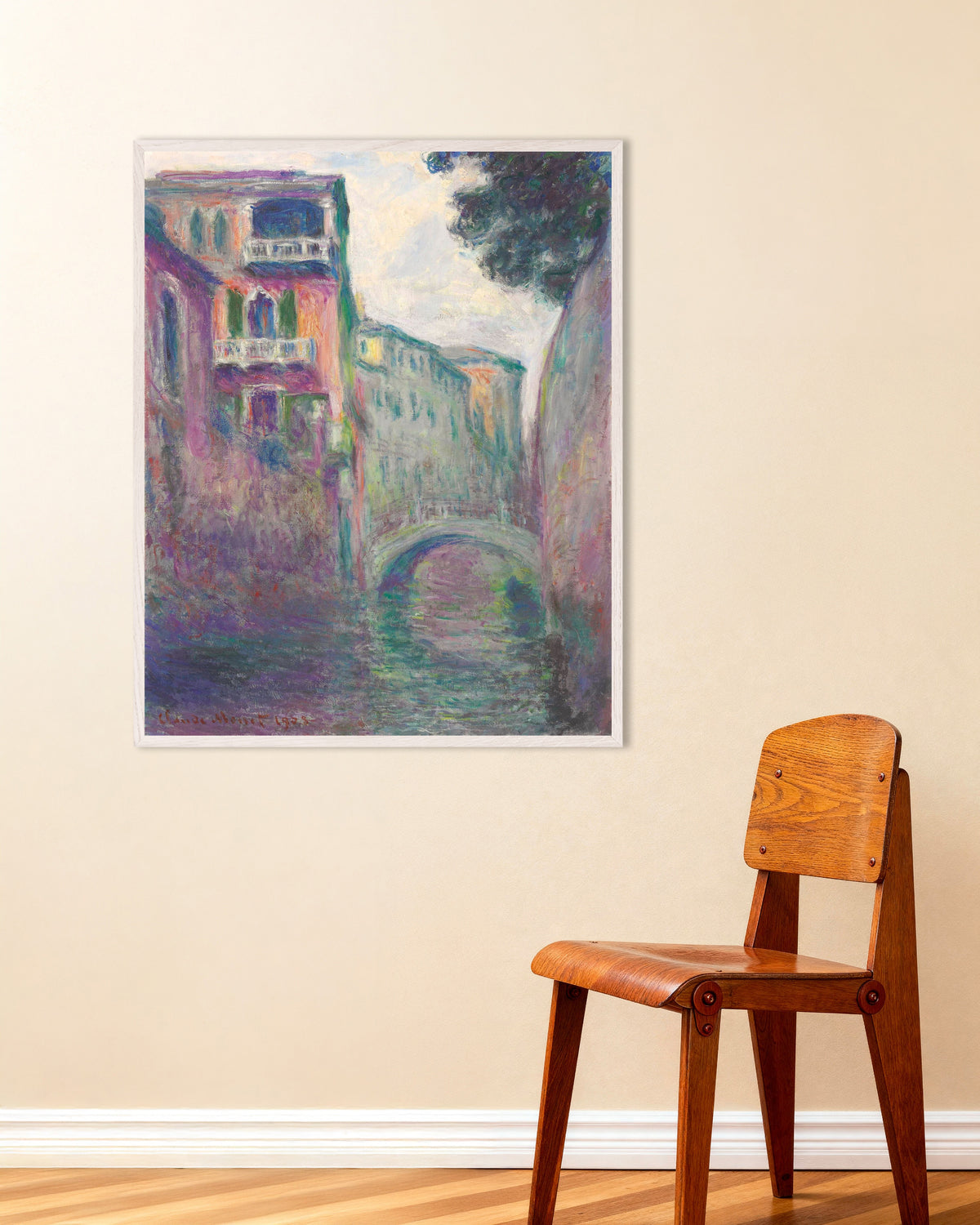 Poster Rio della Salute (1908) van Claude Monet met witte houten lijst