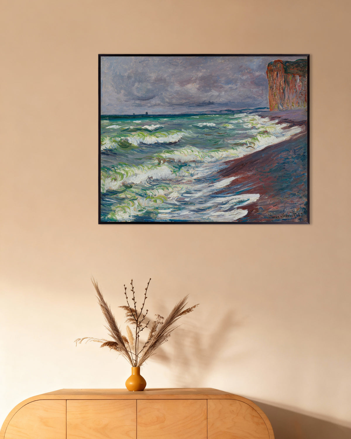 Affiche Mer agitée à Pourville (1882) de Claude Monet, avec un cadre en métal