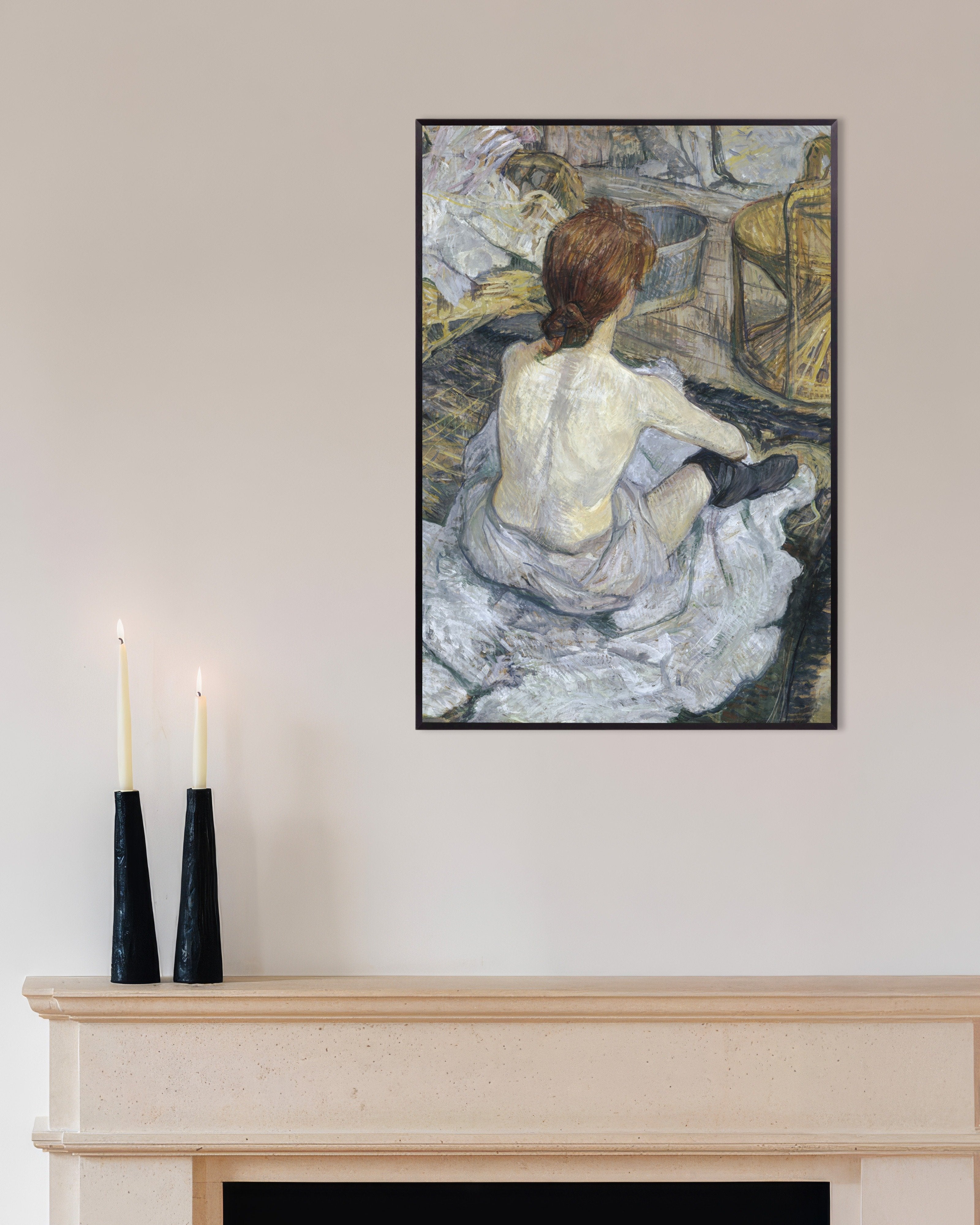 Poster of Rousse (La Toilette), 1889 by Henri de Toulouse-Lautrec, with metal frame