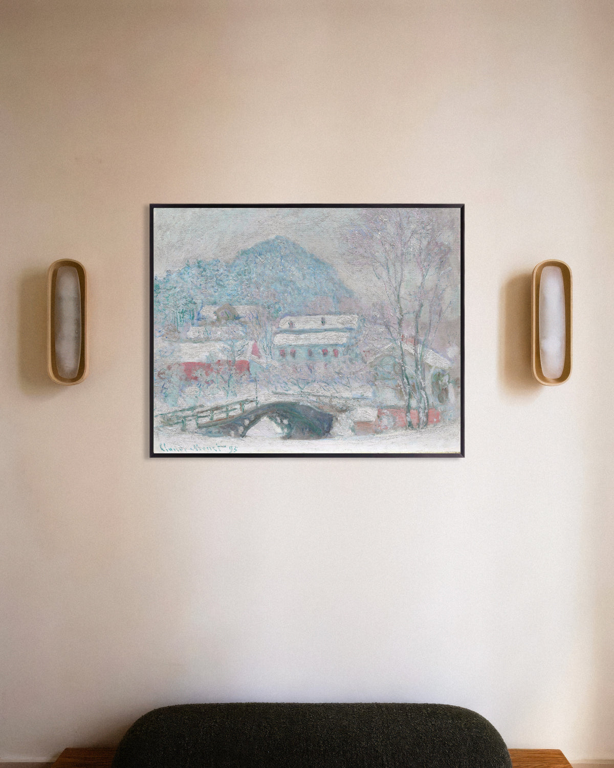 Poster Sandvika, Noorwegen (1895) van Claude Monet met metalen lijst