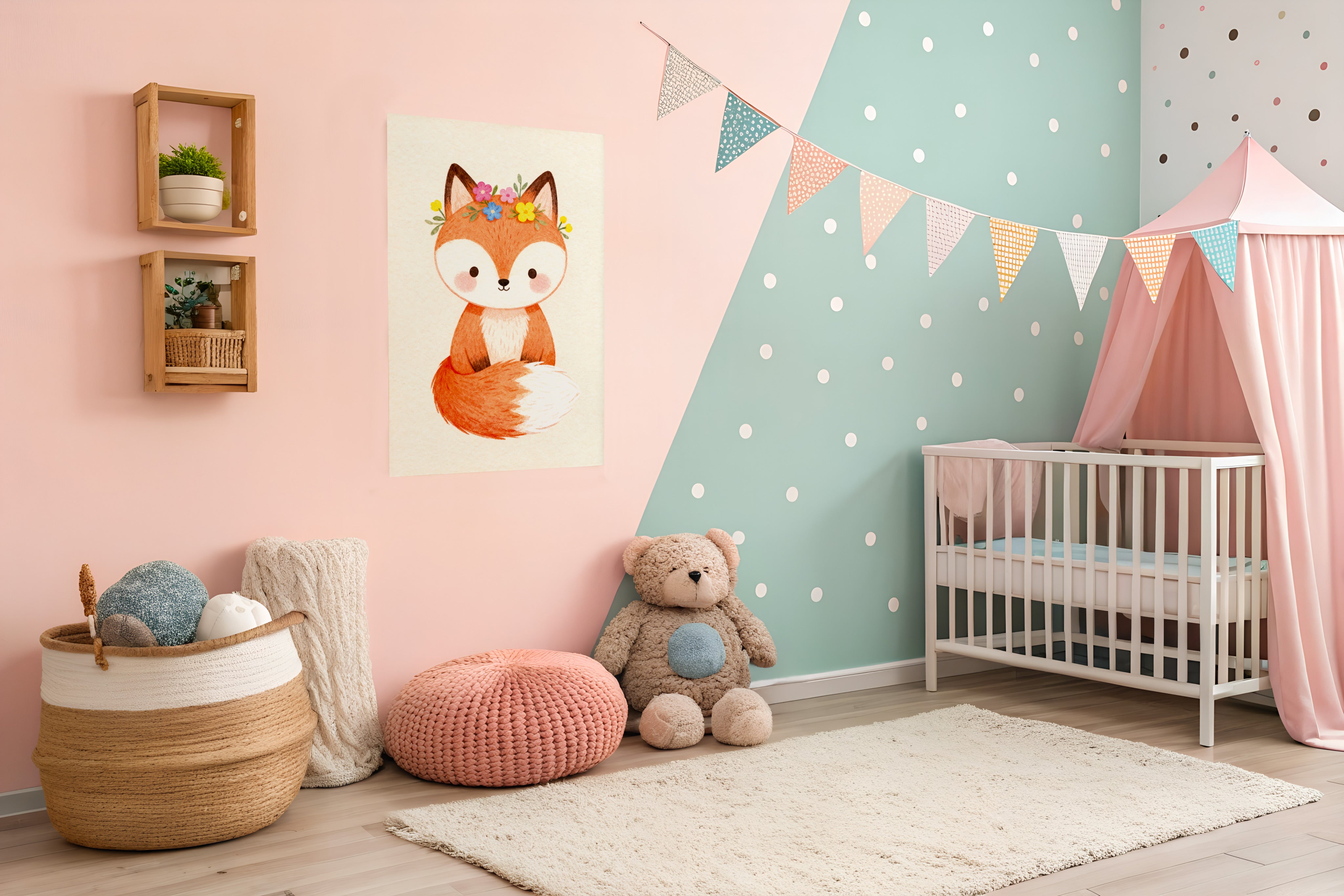 Vos Poster - Bosrijke Kinderkamer Muurdecoratie