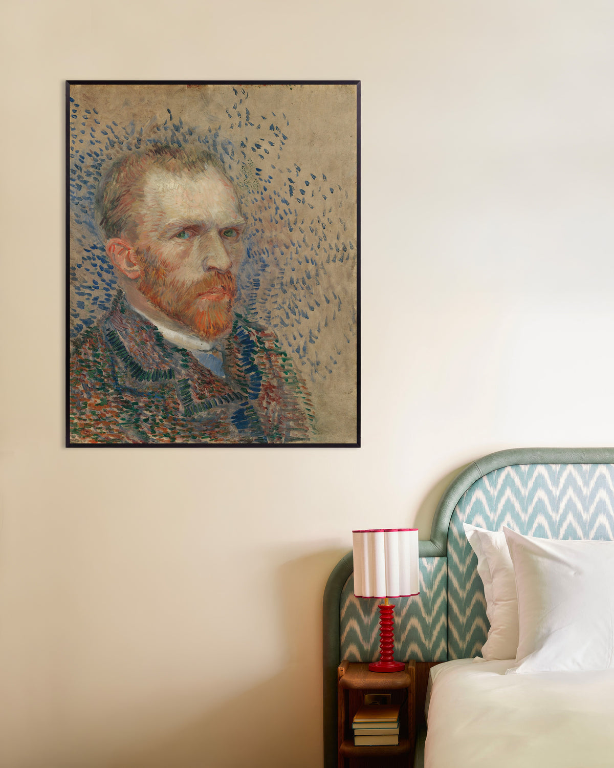 Poster Autoportrait aux touches bleues (1887) de Vincent van Gogh, avec un cadre en métal