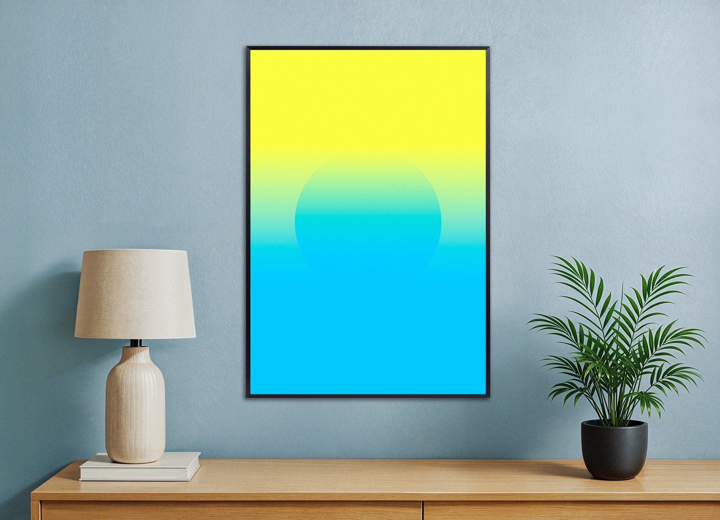 Poster of Silence is Gold and Blue - Abstract Gradient Art Print, with metal frame