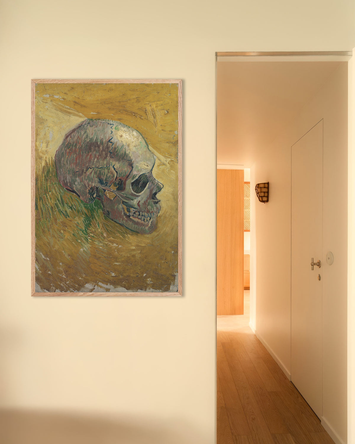 Poster Crâne (1887) de Vincent van Gogh, avec cadre en bois naturel