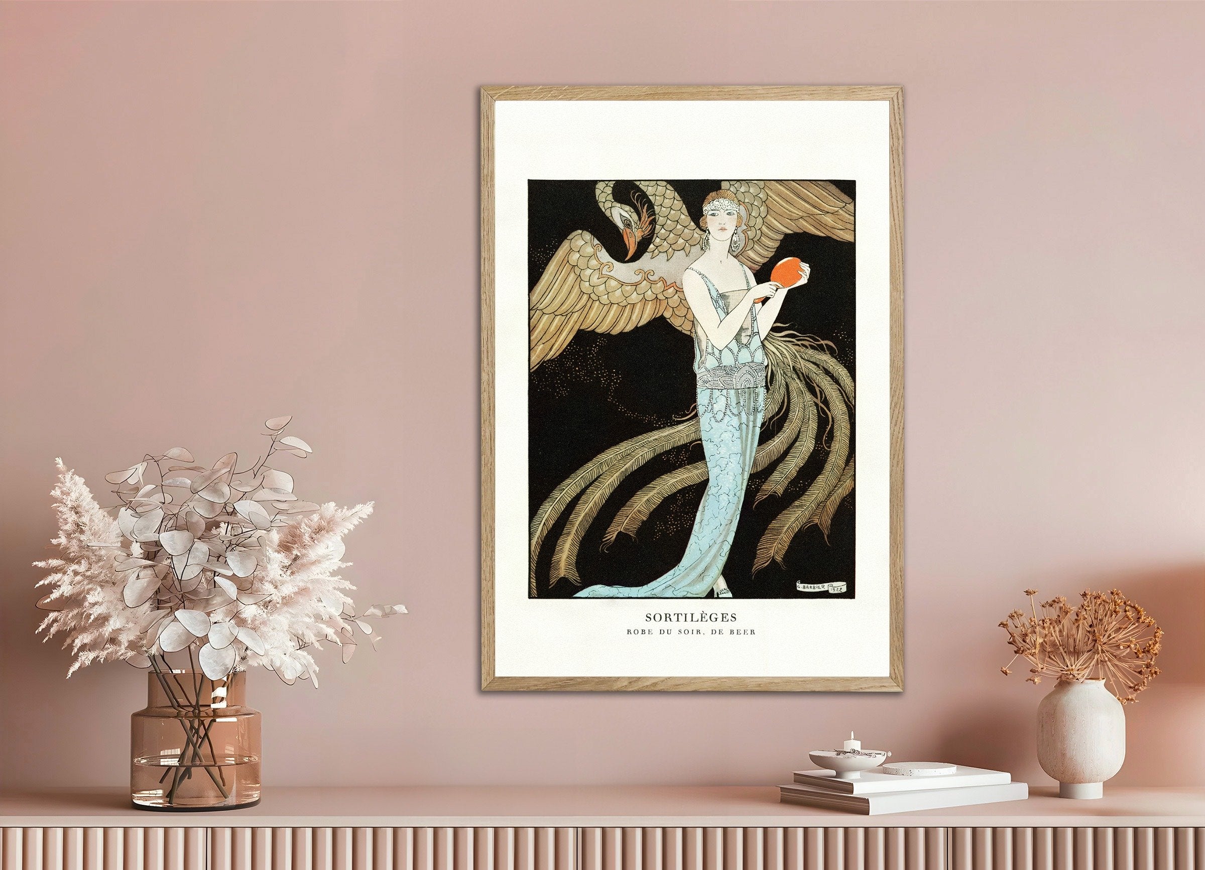 Poster of "Sortilèges" by Georges Barbier (1922) - Art Deco Print, with natural wooden frame