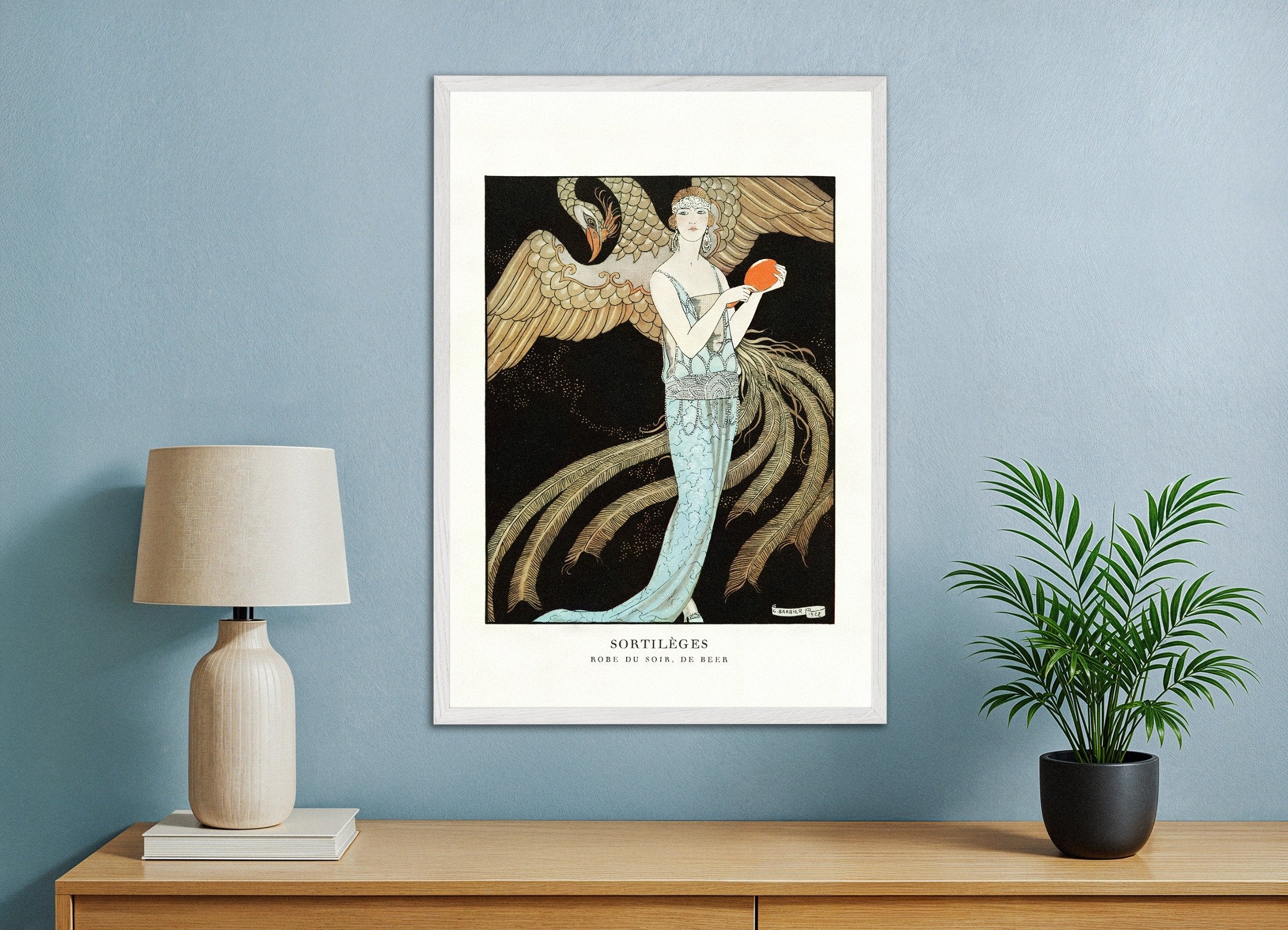 Poster of "Sortilèges" by Georges Barbier (1922) - Art Deco Print, with white wooden frame