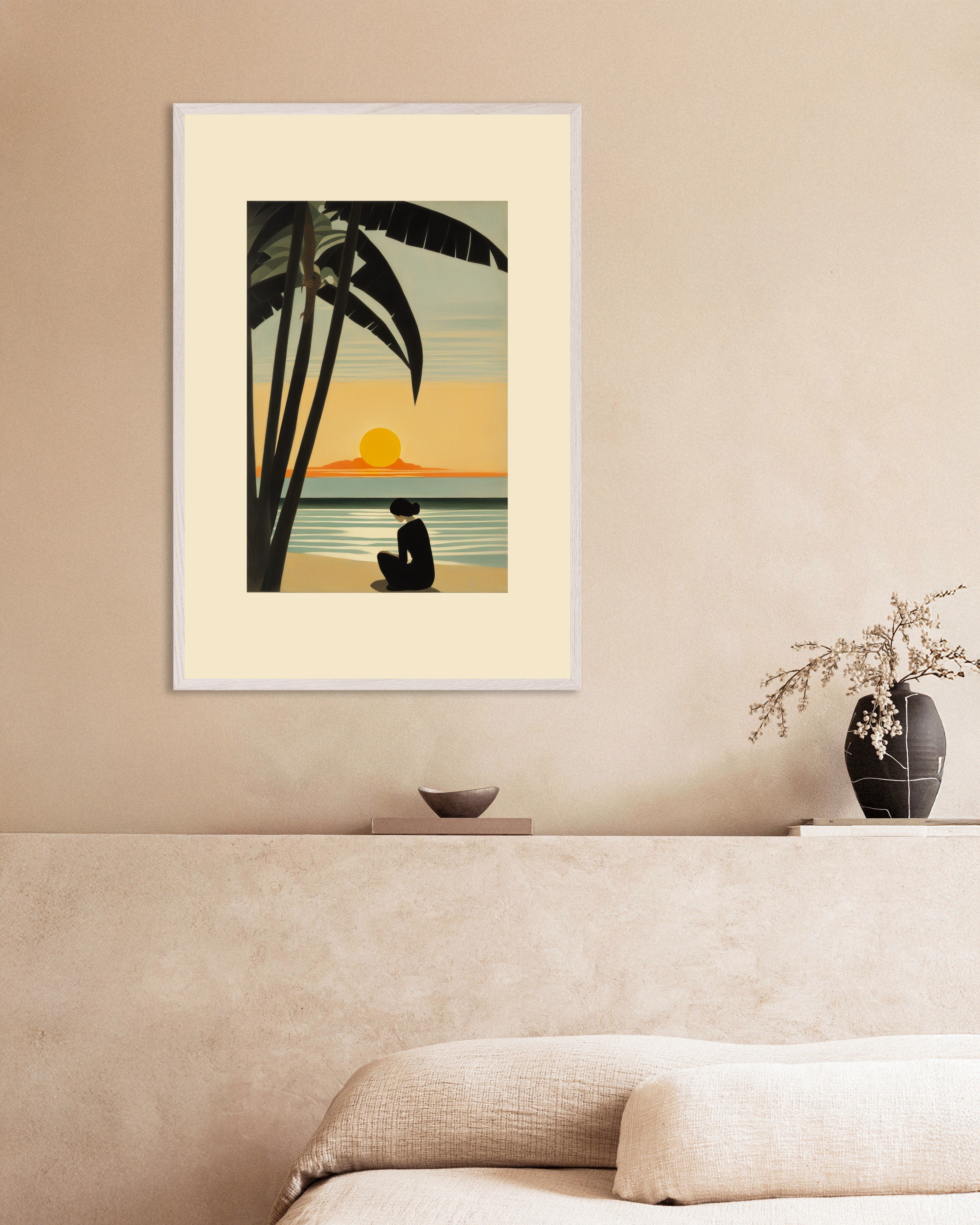 Poster of Soul's language, Baudelaire, no text, with white wooden frame