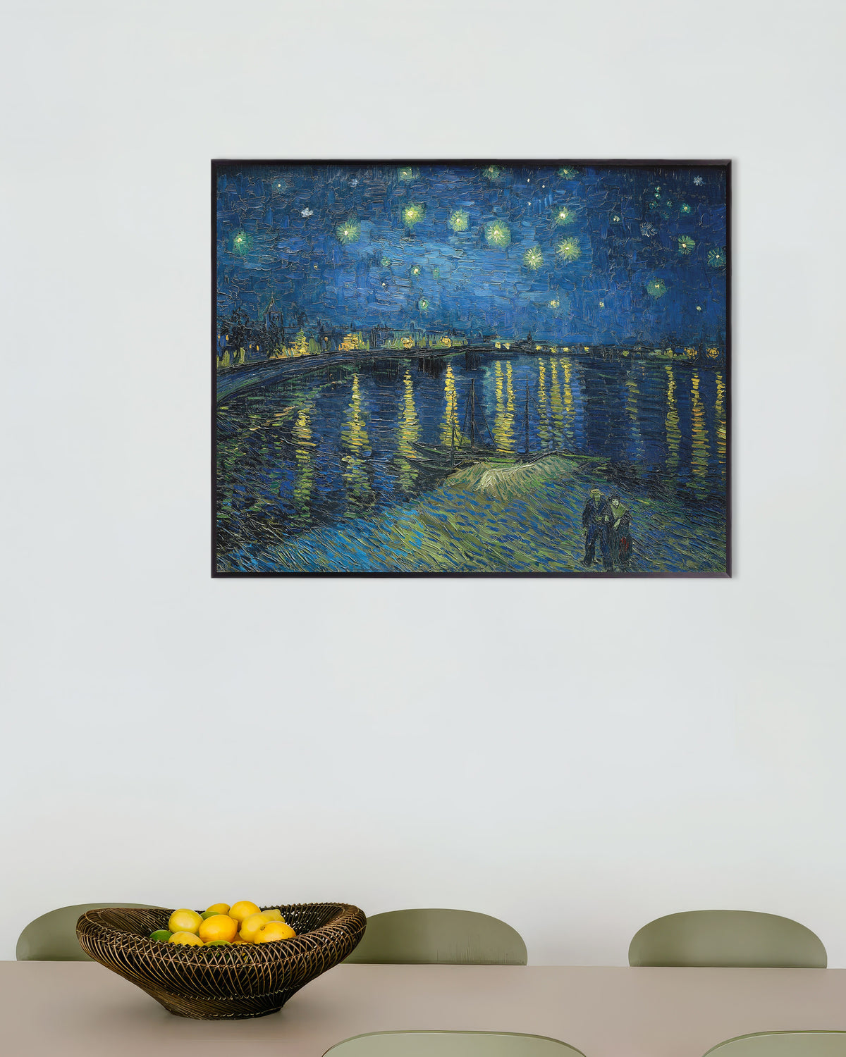 Poster de La Nuit étoilée sur le Rhône (1888) de Vincent van Gogh, avec un cadre en métal