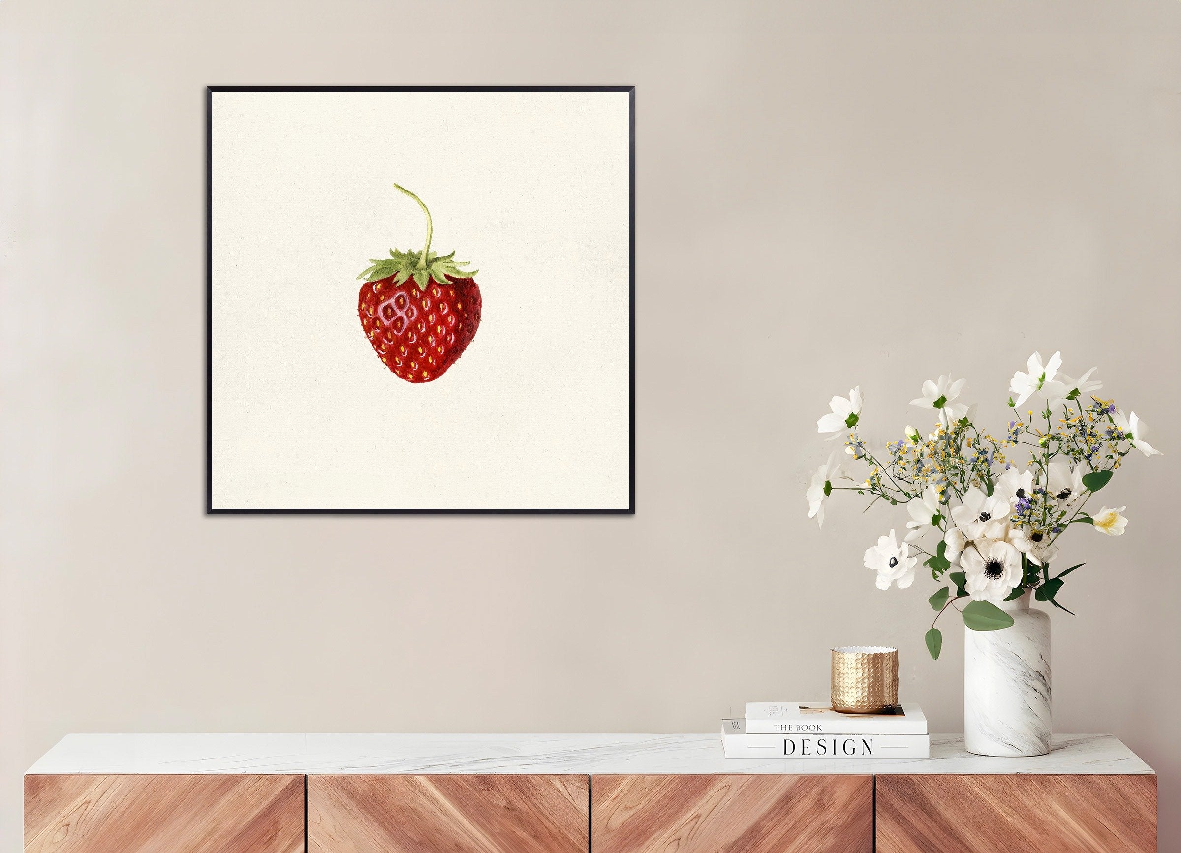 Poster of Strawberry Poster - Watercolor, with metal frame
