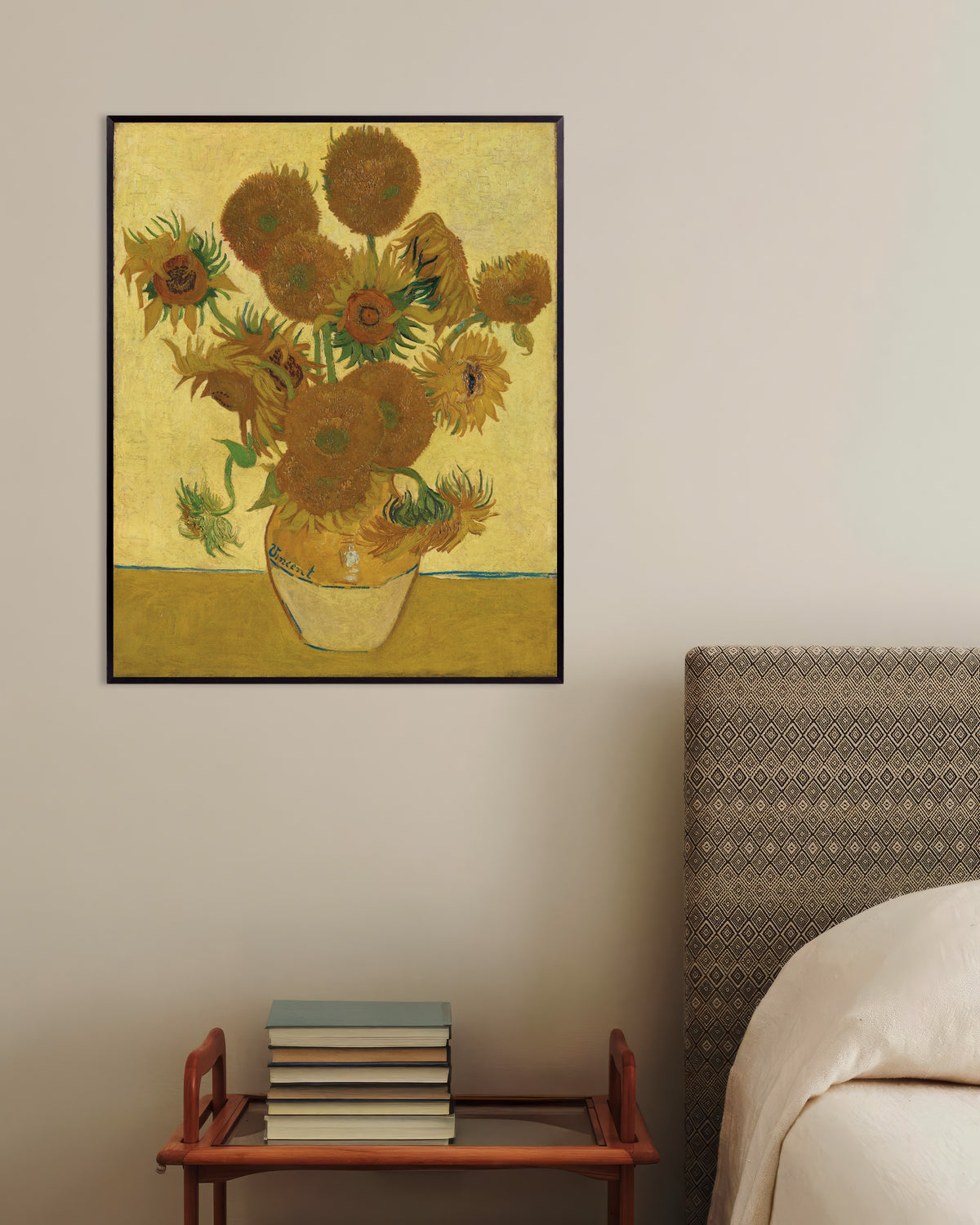 Poster Zonnebloemen (1888) van Vincent van Gogh, met metalen lijst