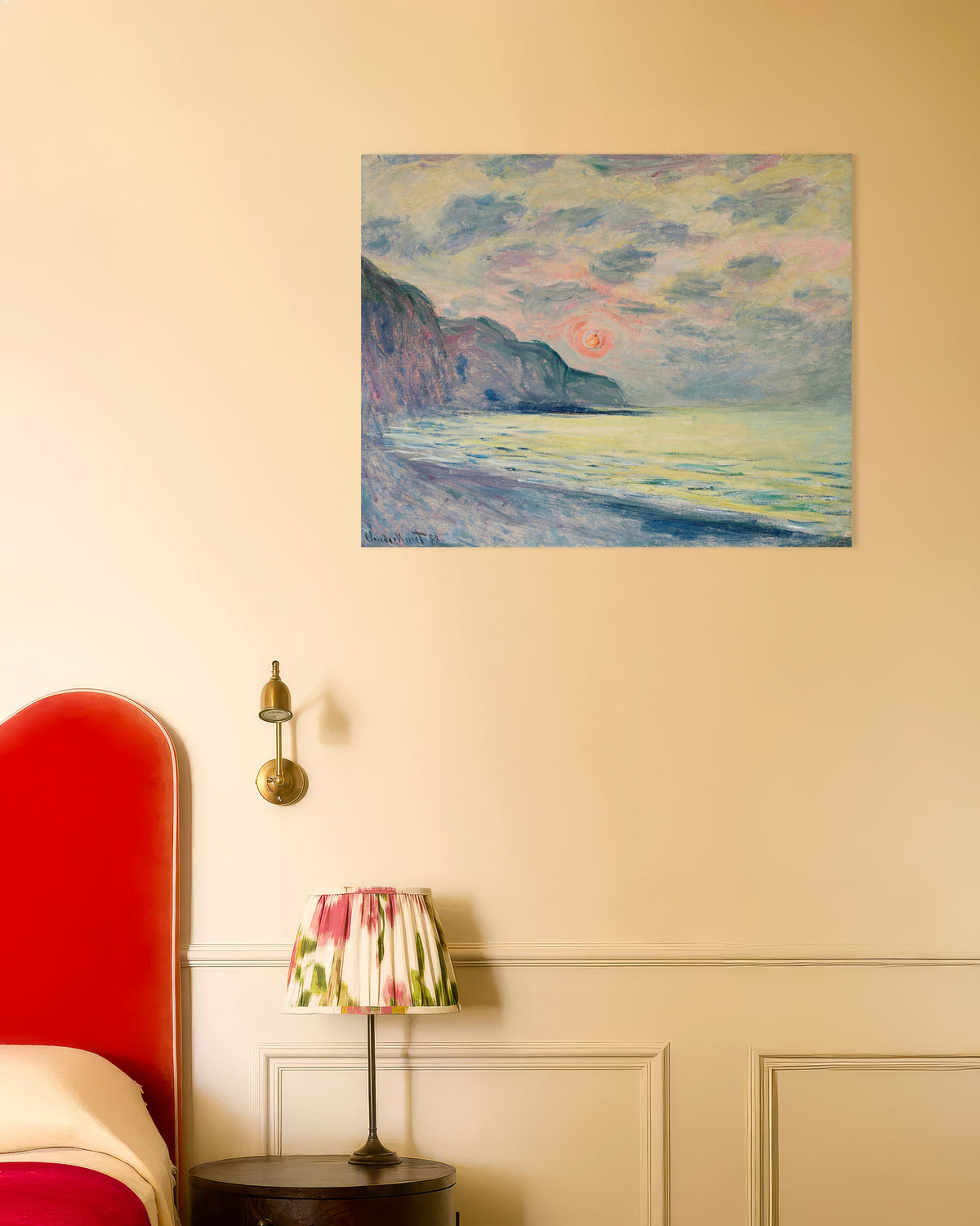 Affiche Soleil couchant, temps brumeux, Pourville (1882) de Claude Monet
