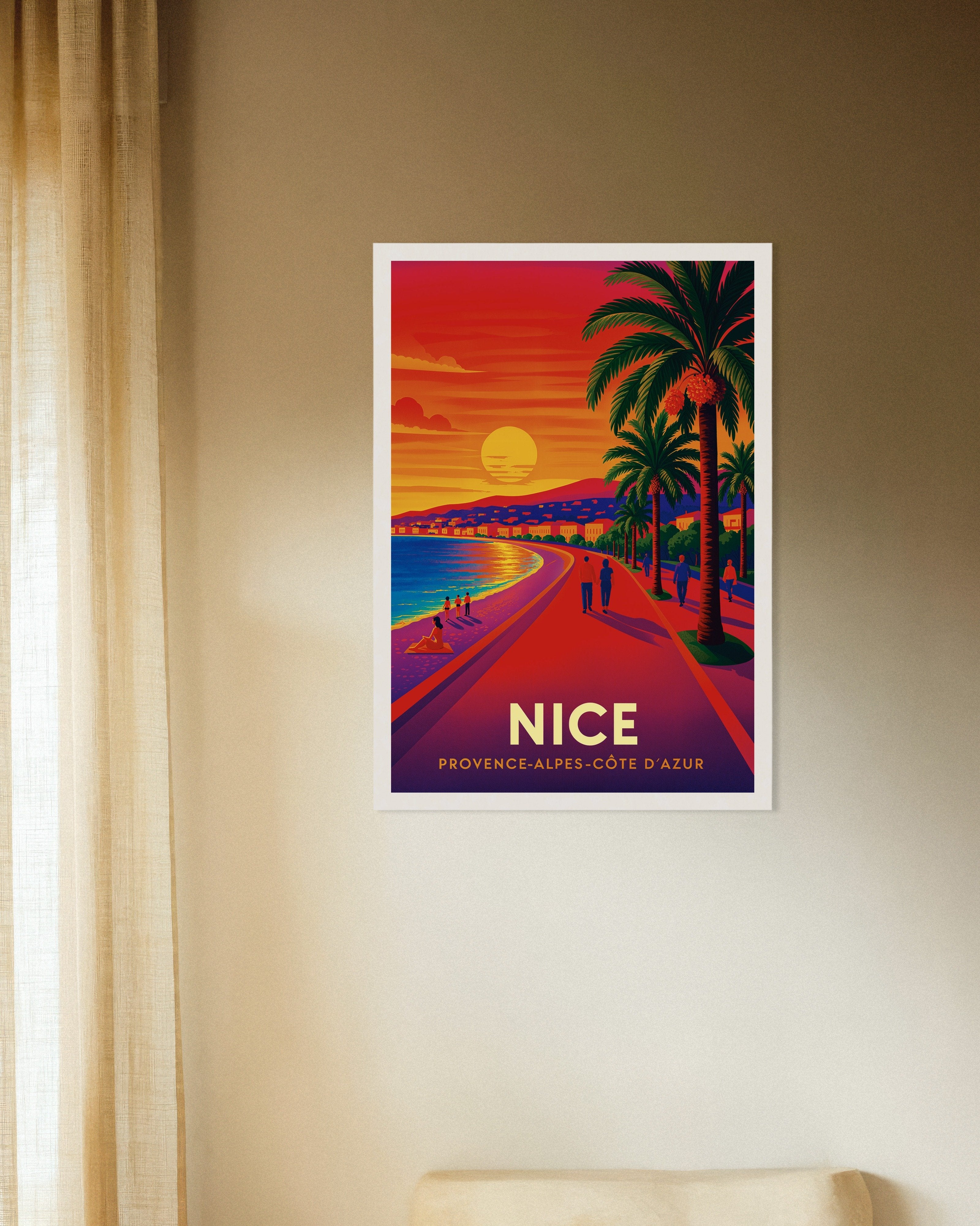 Poster of Sunset Walk in Nice, France – Promenade des Anglais Poster