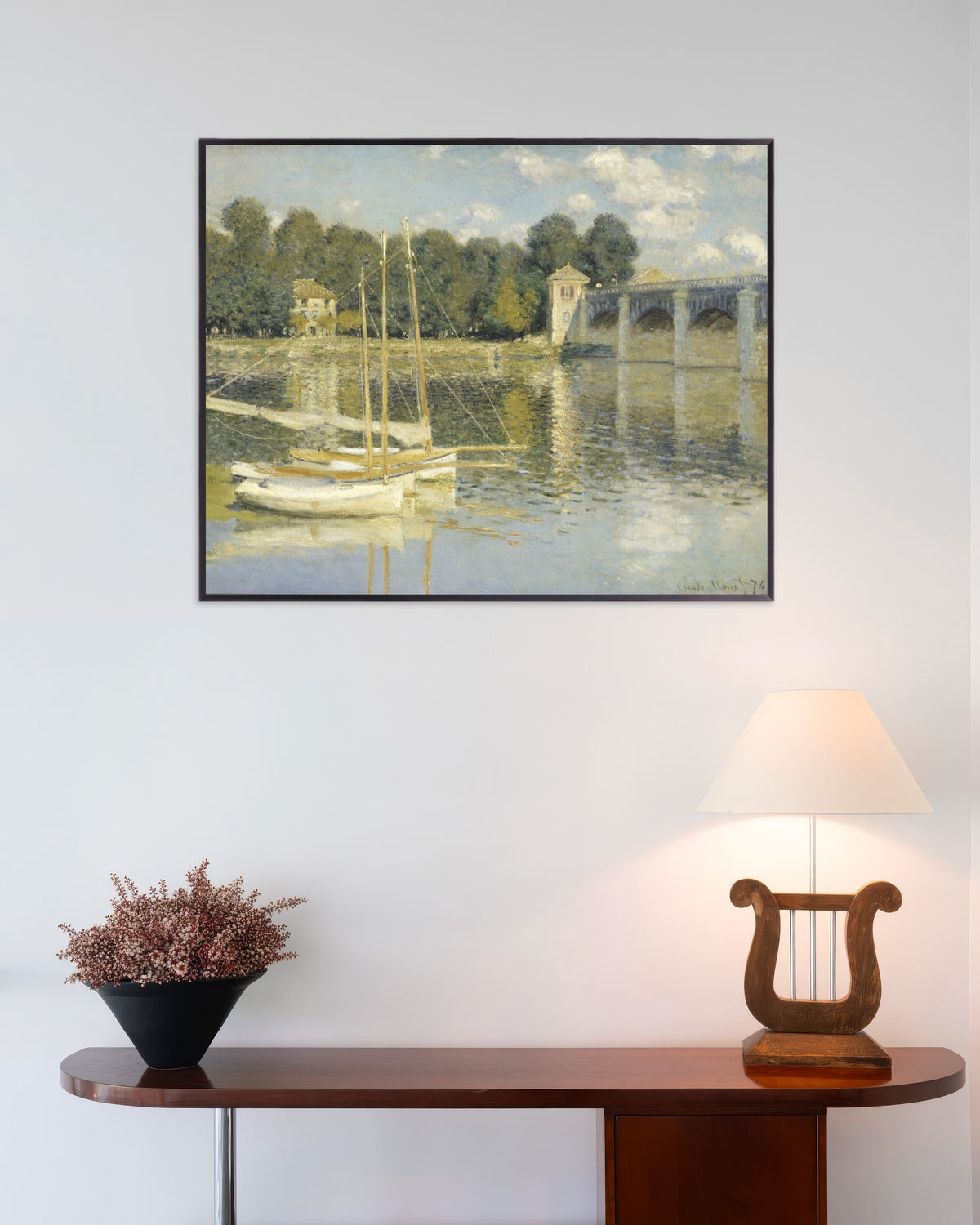Poster De brug van Argenteuil (1874) van Claude Monet met metalen lijst