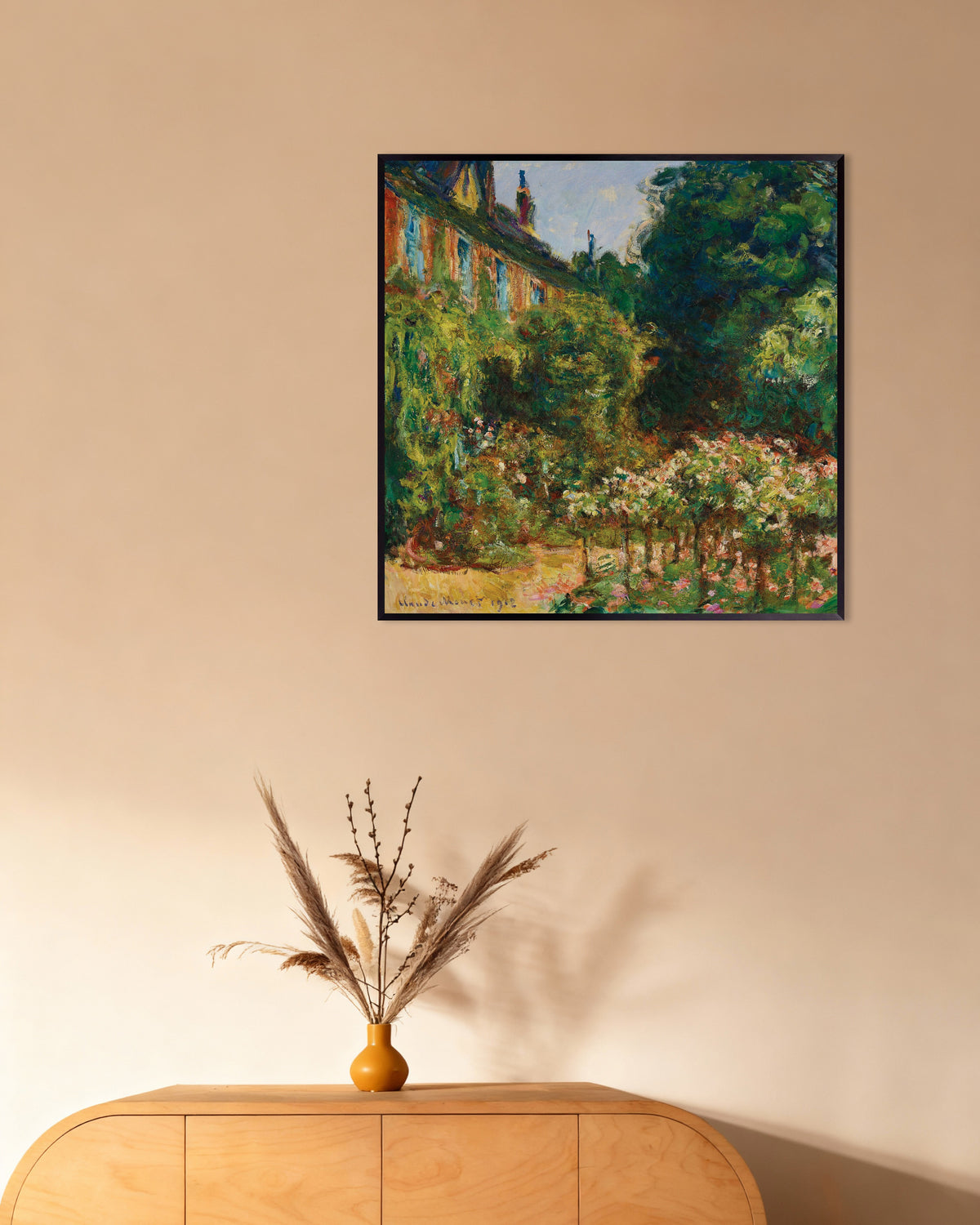 Affiche La Maison de l'artiste à Giverny (1912) de Claude Monet, avec un cadre en métal