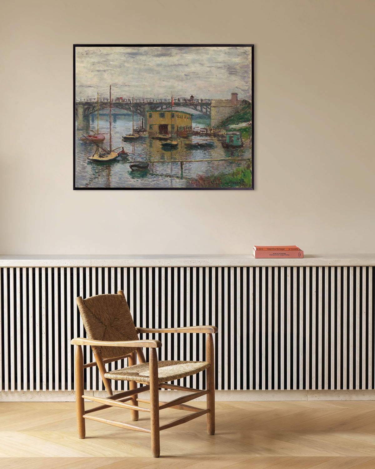Affiche Le Pont d'Argenteuil, temps gris (vers 1876) de Claude Monet, avec un cadre en métal