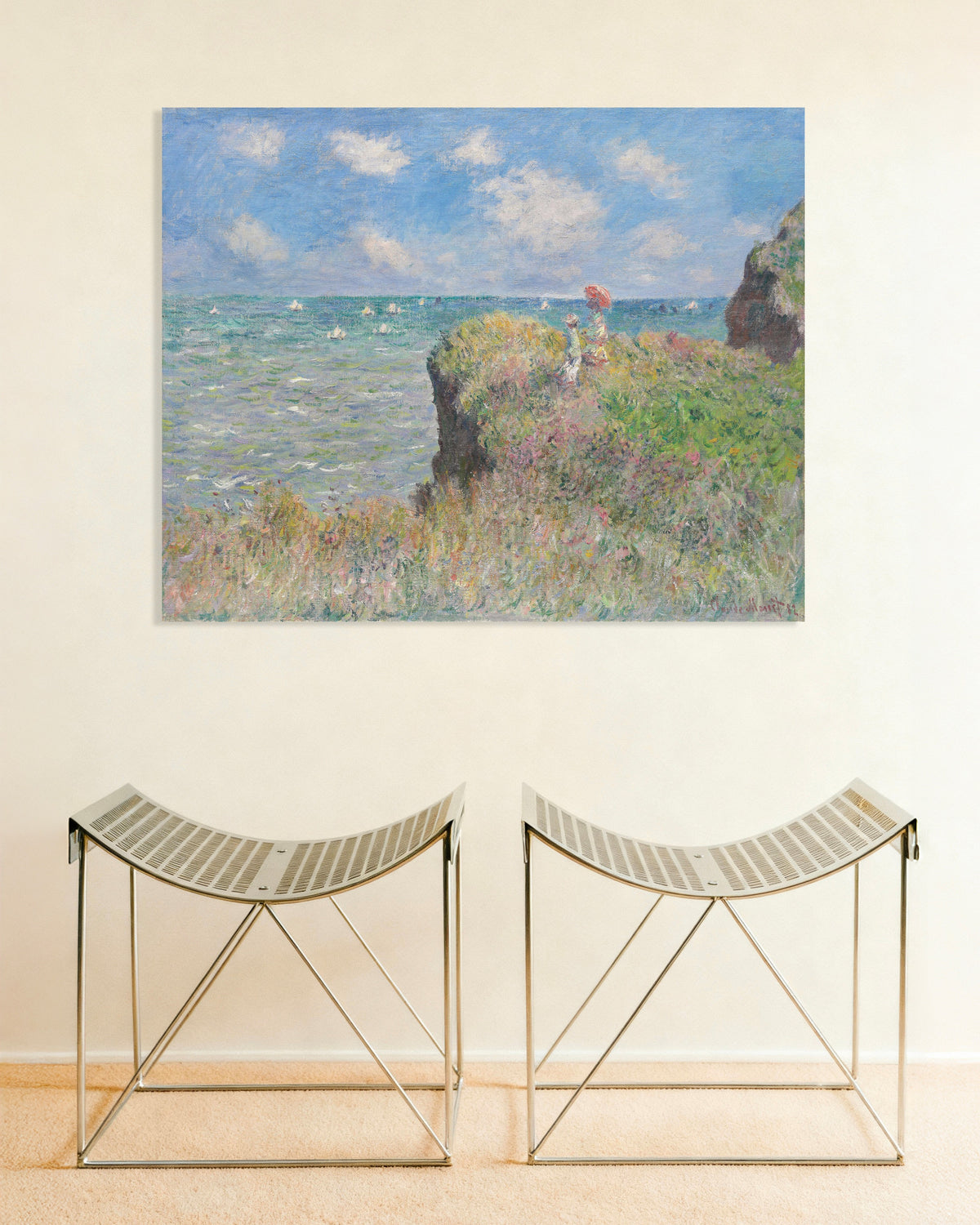 Affiche La Promenade sur la falaise, Pourville (1882) de Claude Monet