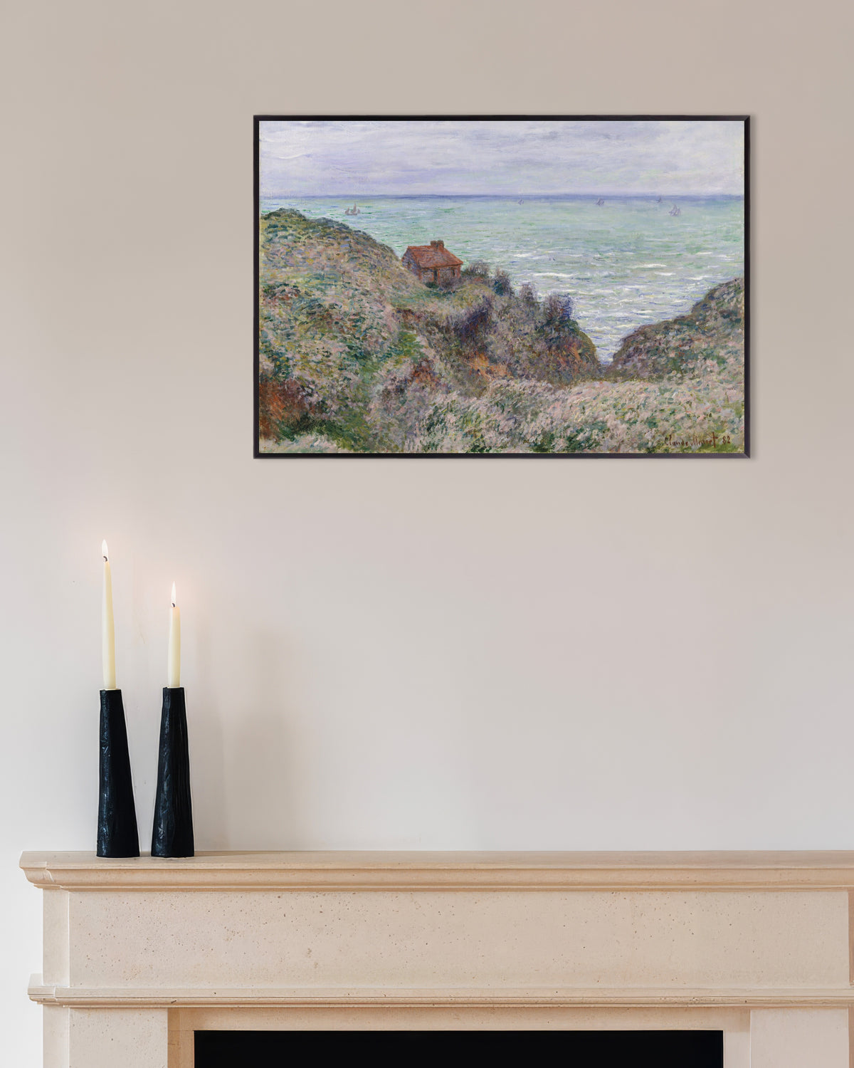 Poster Het huisje van de douanier (1882) van Claude Monet met metalen lijst