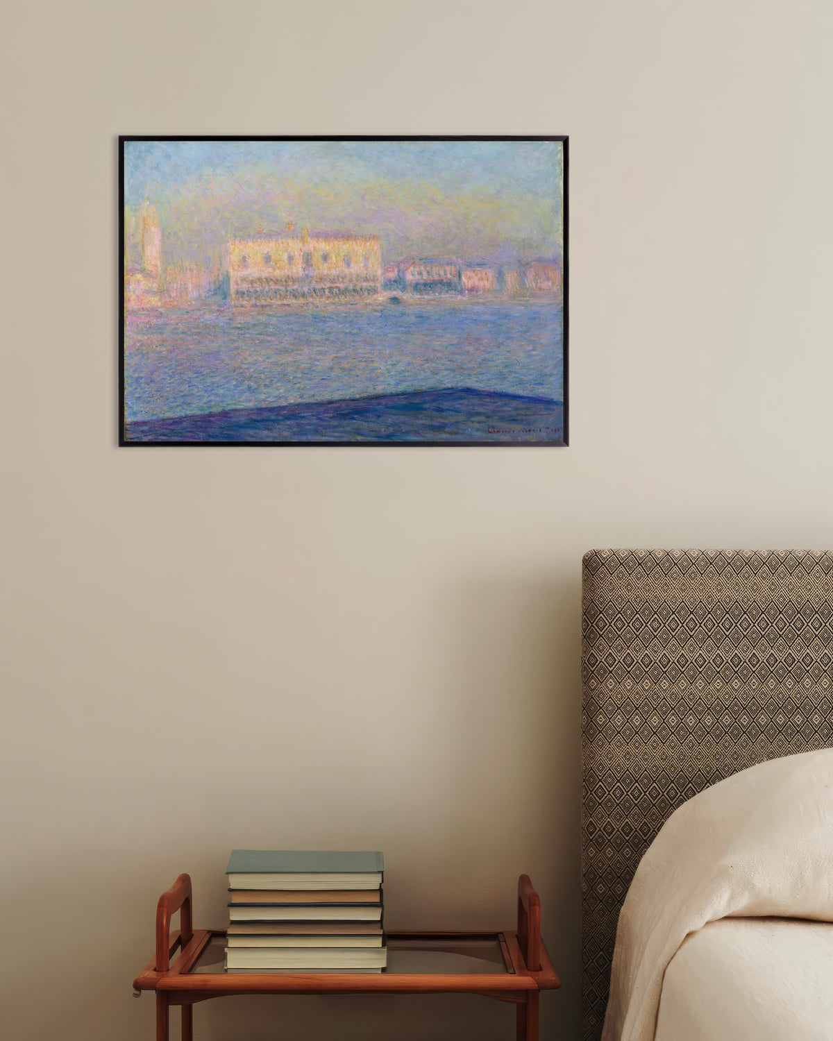 Poster Het Dogenpaleis gezien vanaf San Giorgio Maggiore (1908) van Claude Monet met metalen lijst