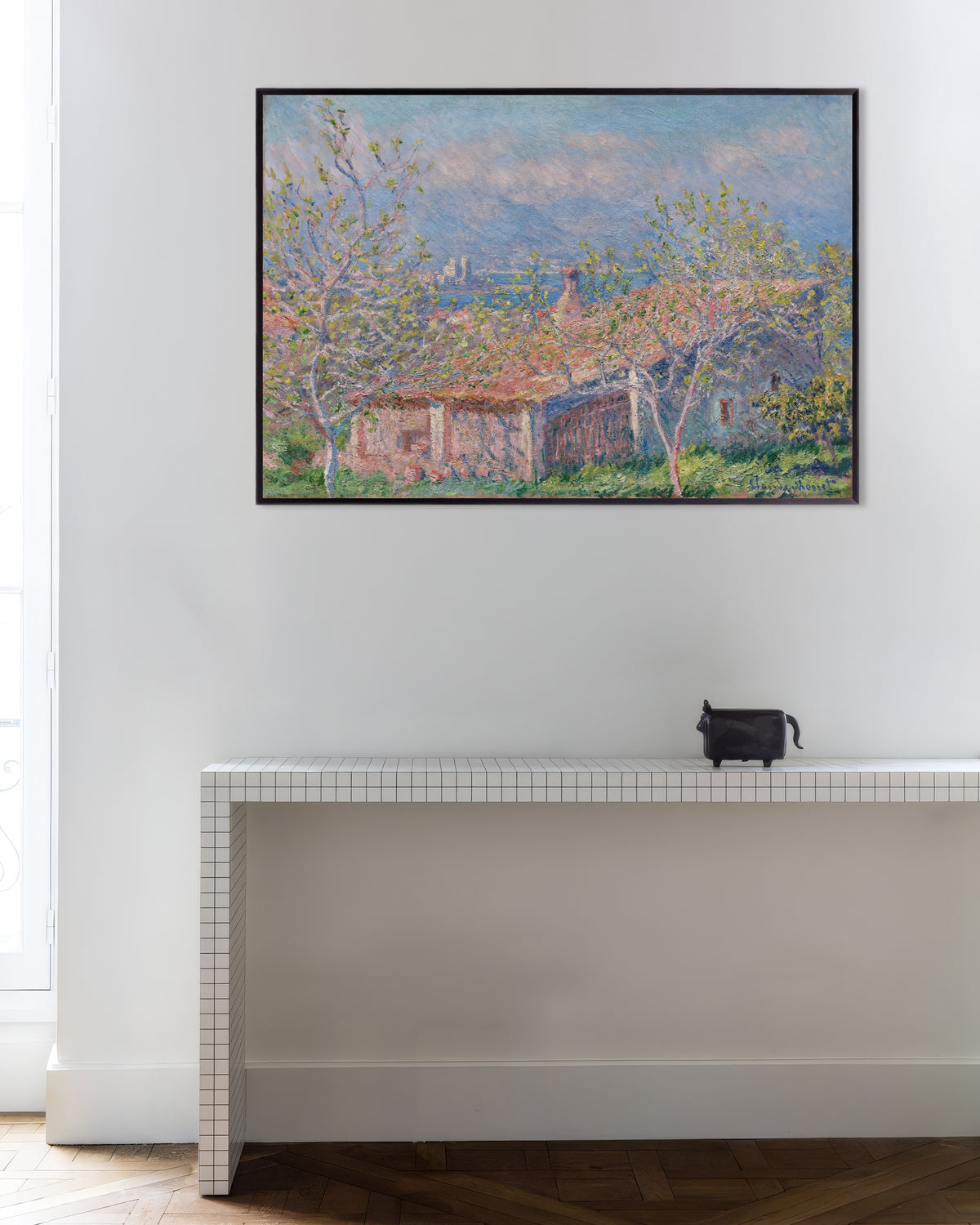 Affiche La Maison du jardinier à Antibes (1888) de Claude Monet, avec un cadre en métal