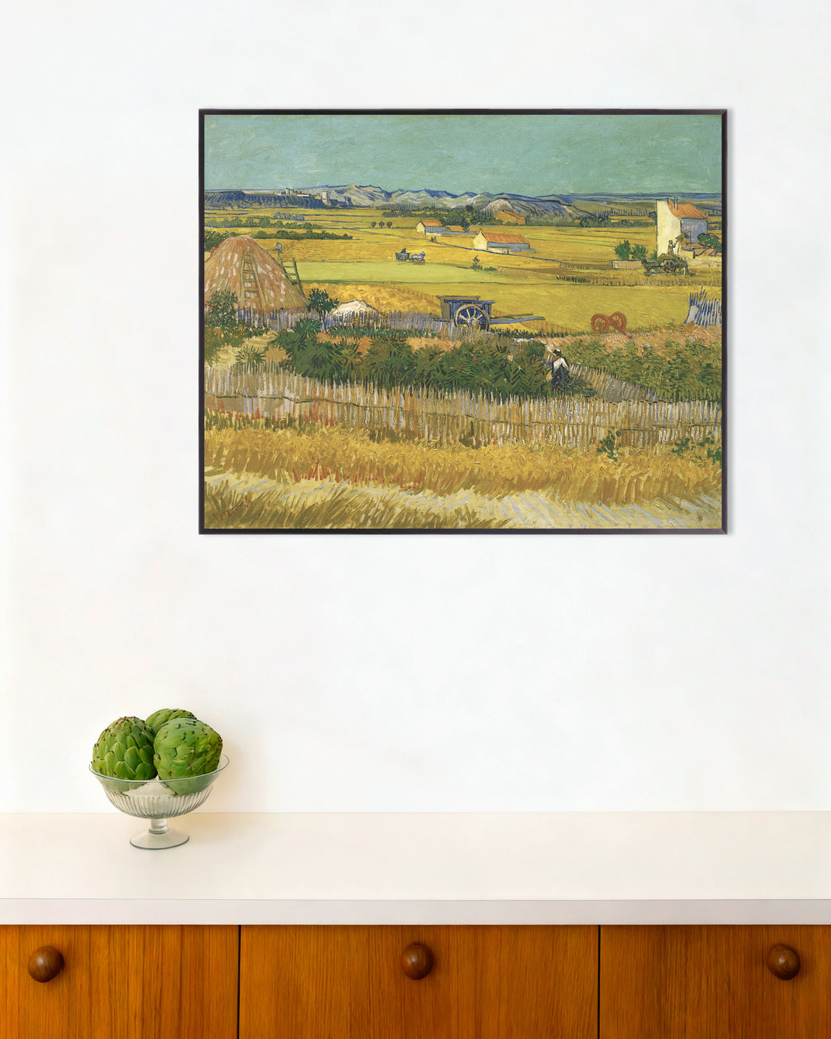Poster de La Moisson (1888) de Vincent van Gogh, avec un cadre en métal