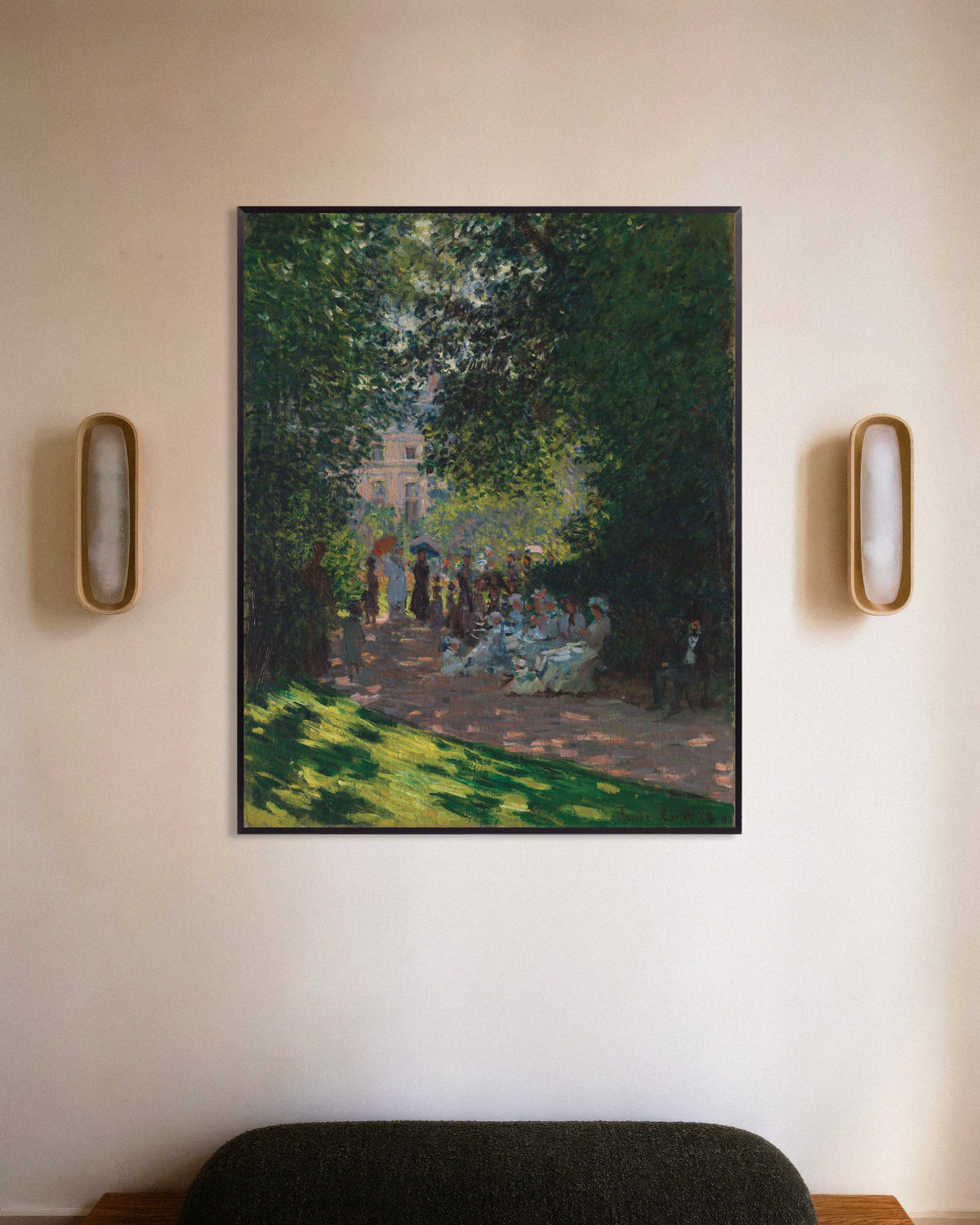 Poster Het Parc Monceau (1878) van Claude Monet met metalen lijst