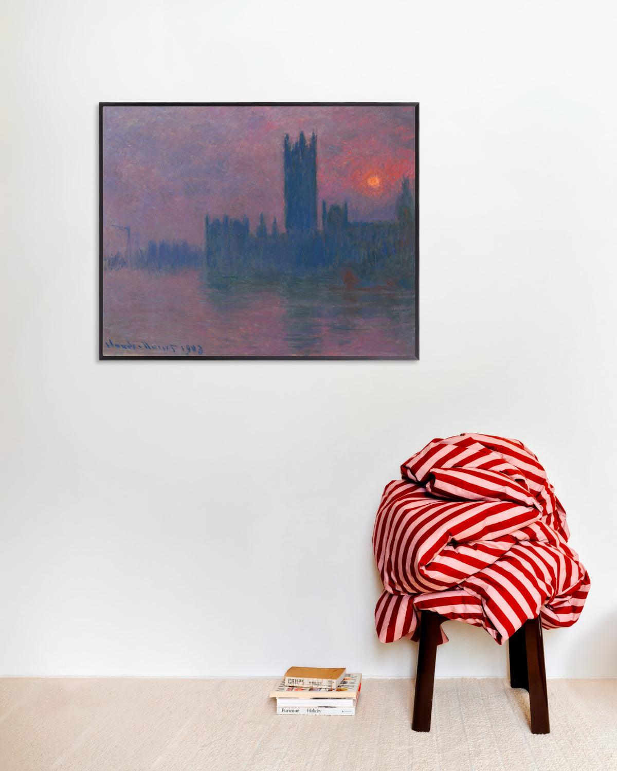 Poster Het parlement, ondergaande zon (1900–1903) van Claude Monet met metalen lijst