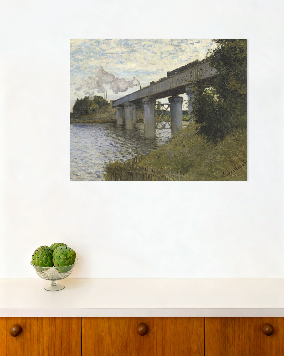 Poster De spoorbrug bij Argenteuil (1873–1874) van Claude Monet