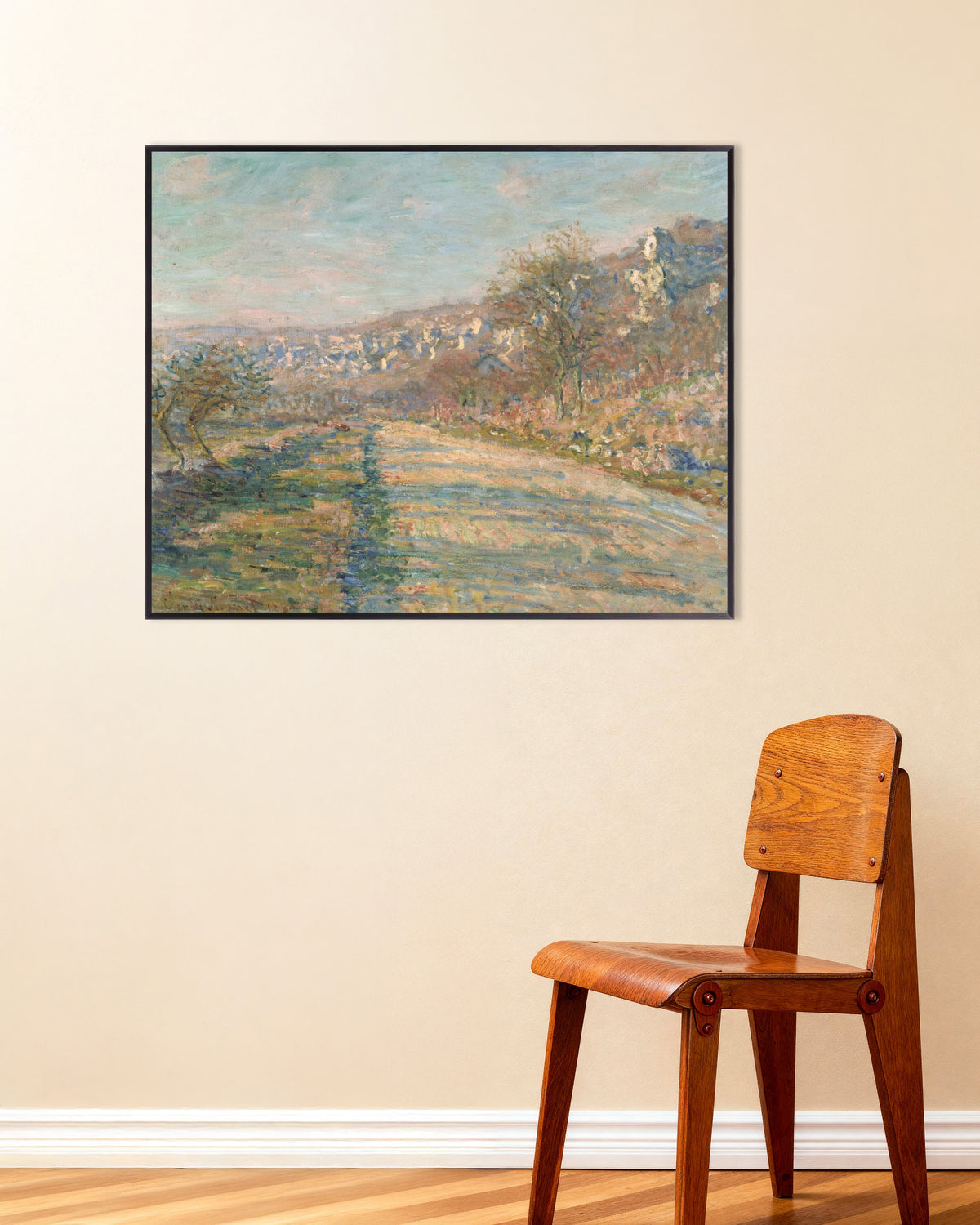 Poster De weg naar La Roche-Guyon (1880) van Claude Monet met metalen lijst