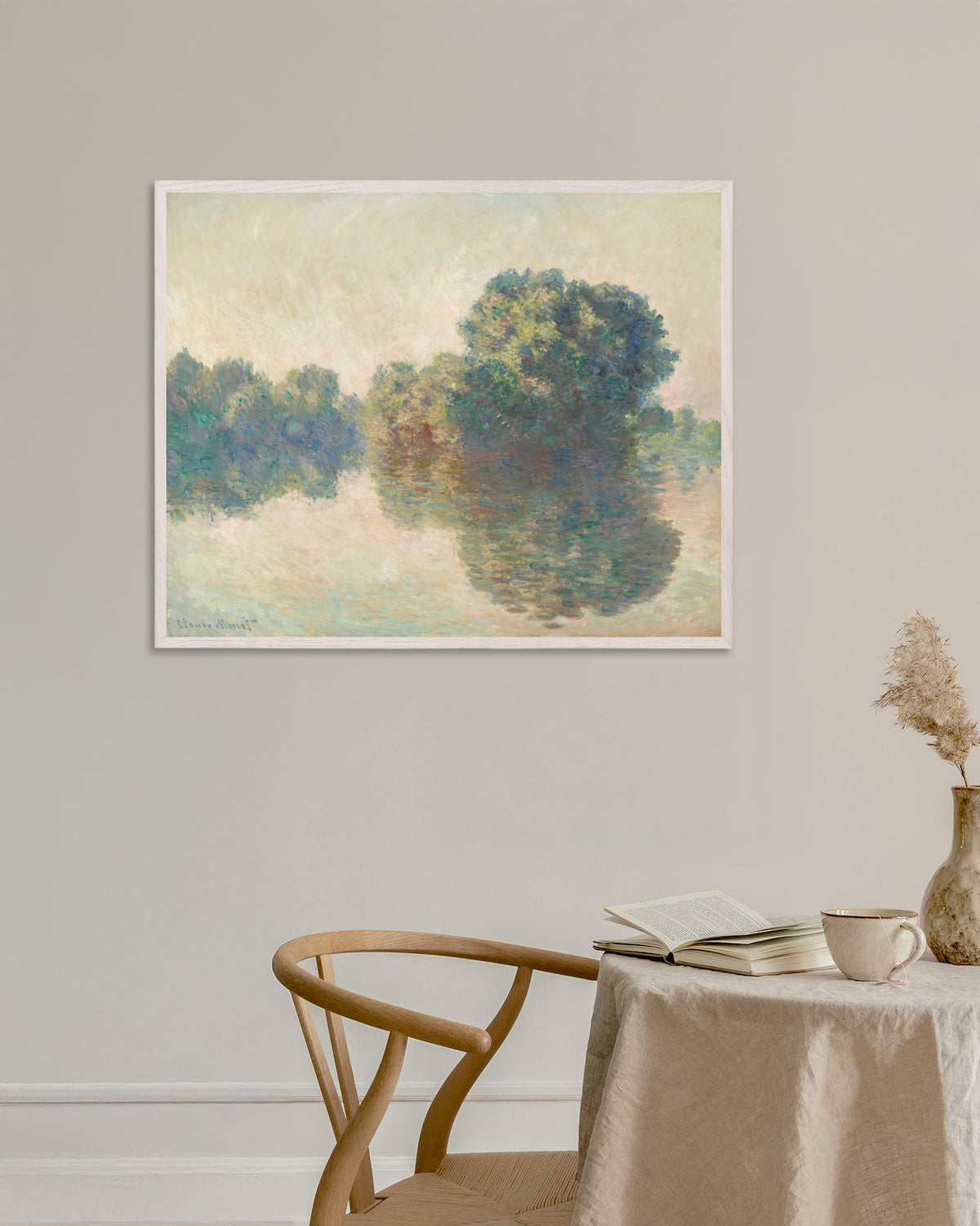 Poster De Seine bij Giverny (1897) van Claude Monet met witte houten lijst