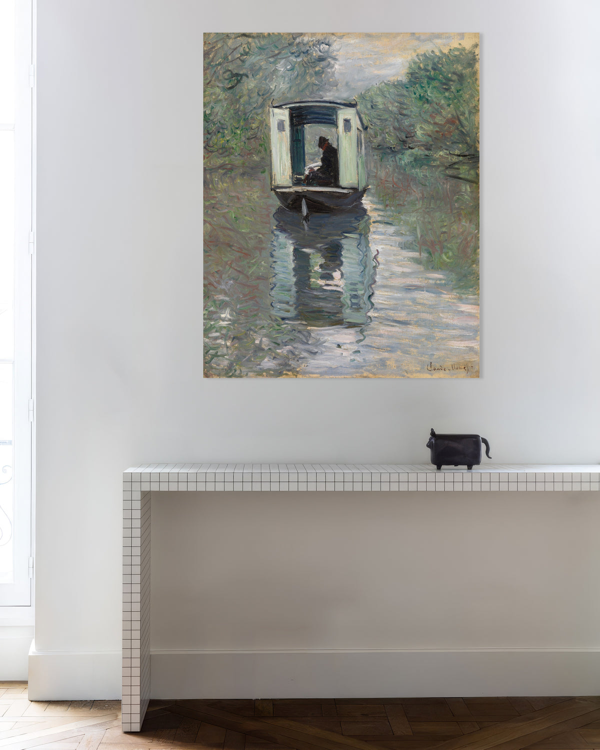 Poster De atelierboot (1876) van Claude Monet