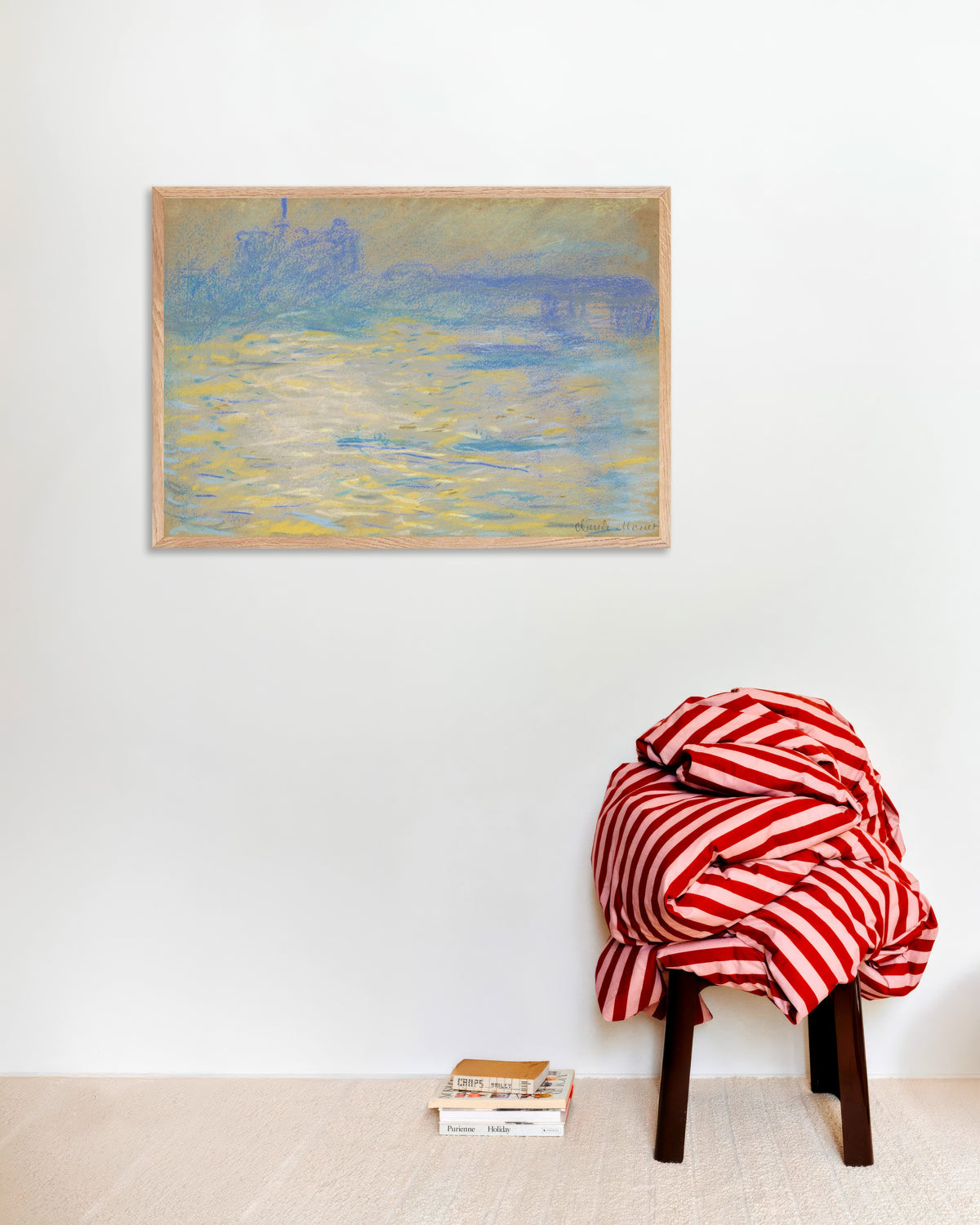 Poster De Theems (1901) van Claude Monet met naturel houten lijst