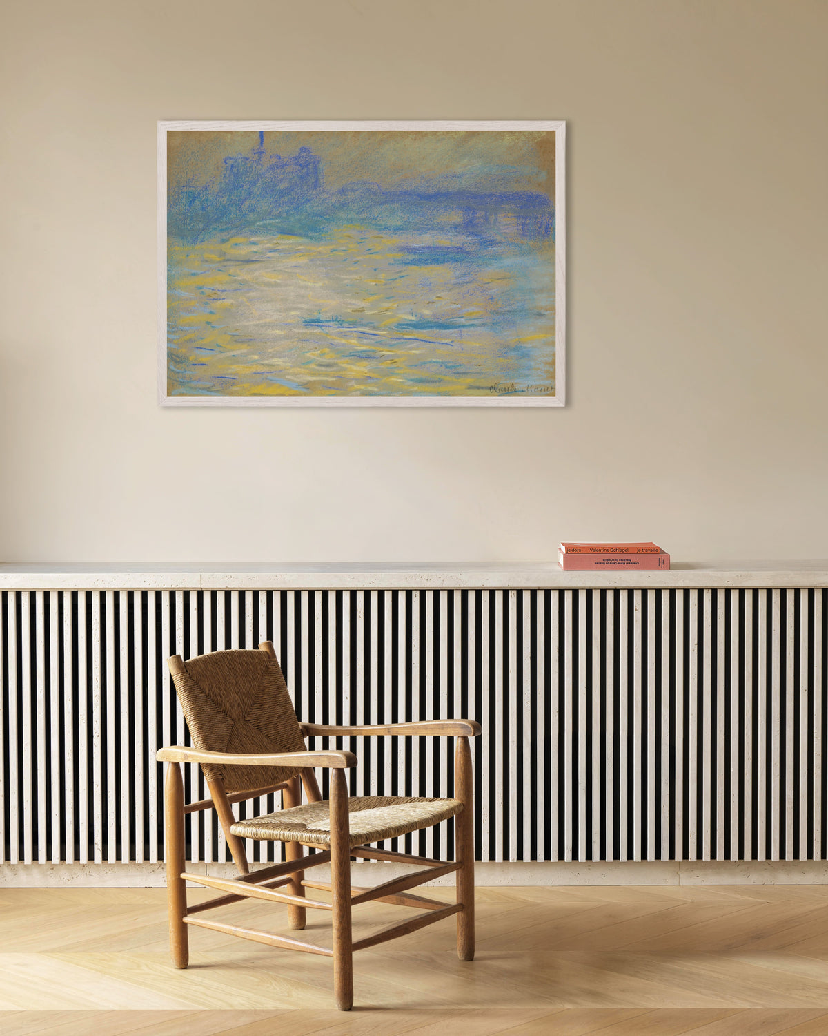 Poster De Theems (1901) van Claude Monet met witte houten lijst