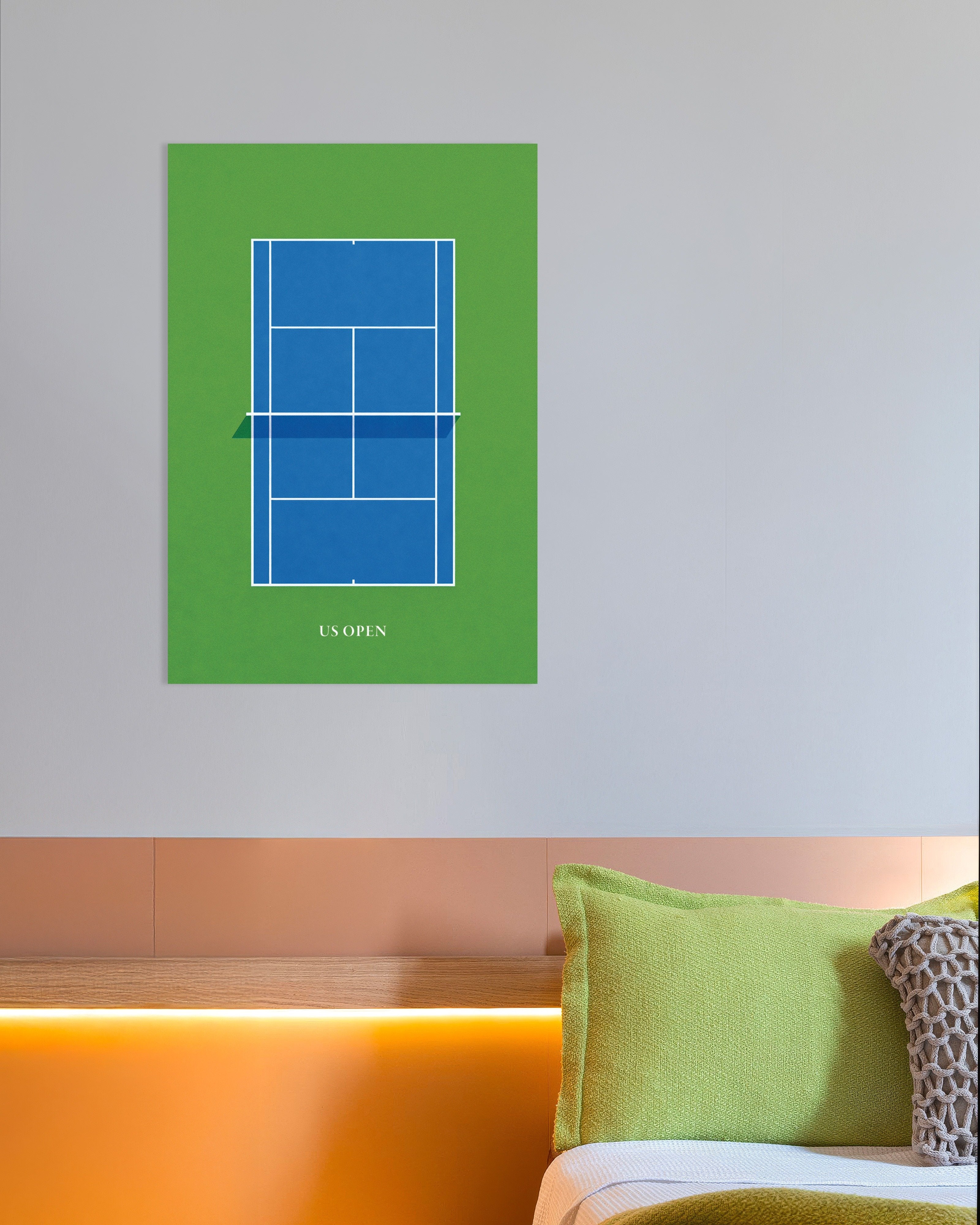 Poster of US Open tennis poster – Modern blue court art print
