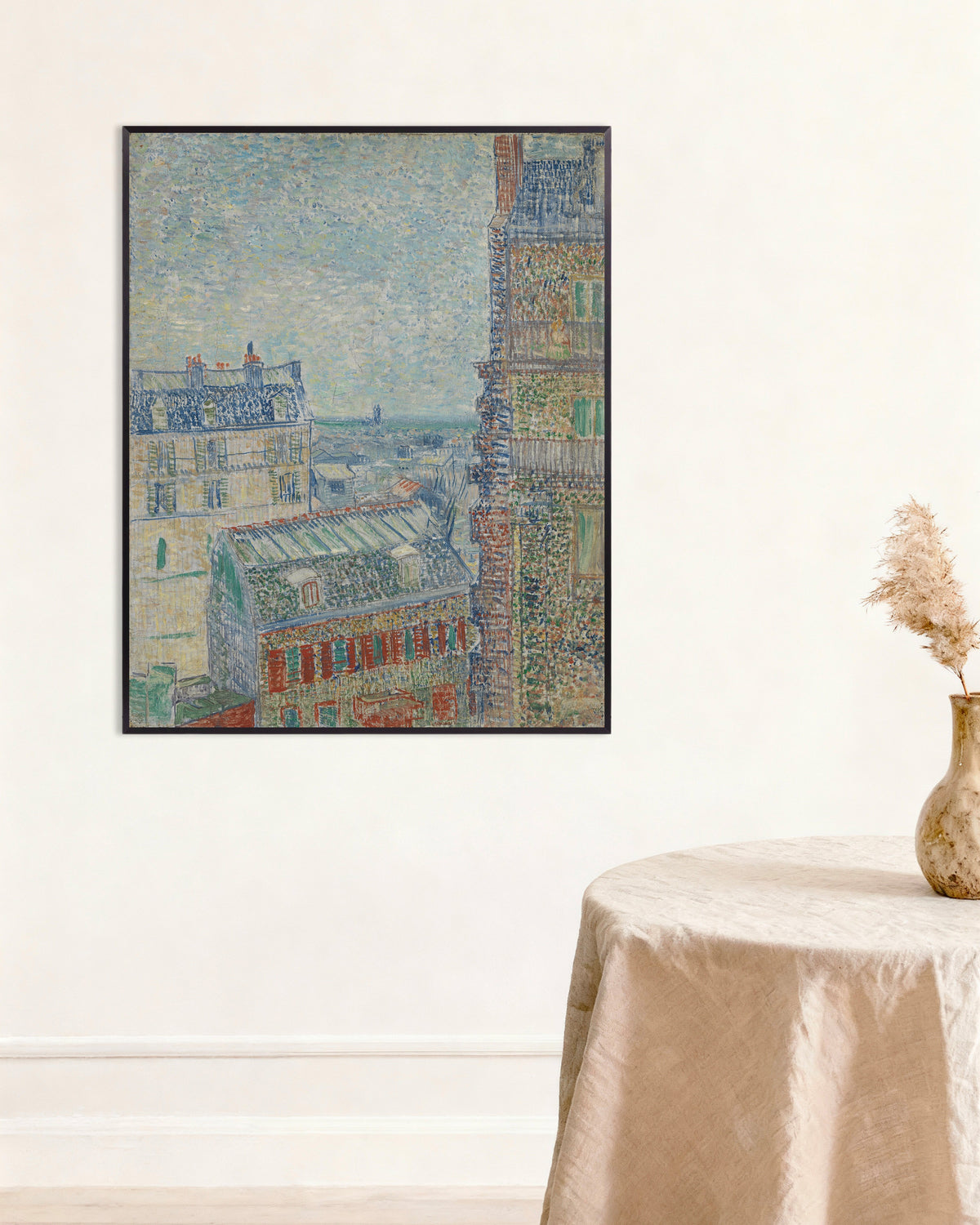 Poster van Uitzicht vanuit het appartement van Theo (1887) van Vincent van Gogh, met metalen lijst